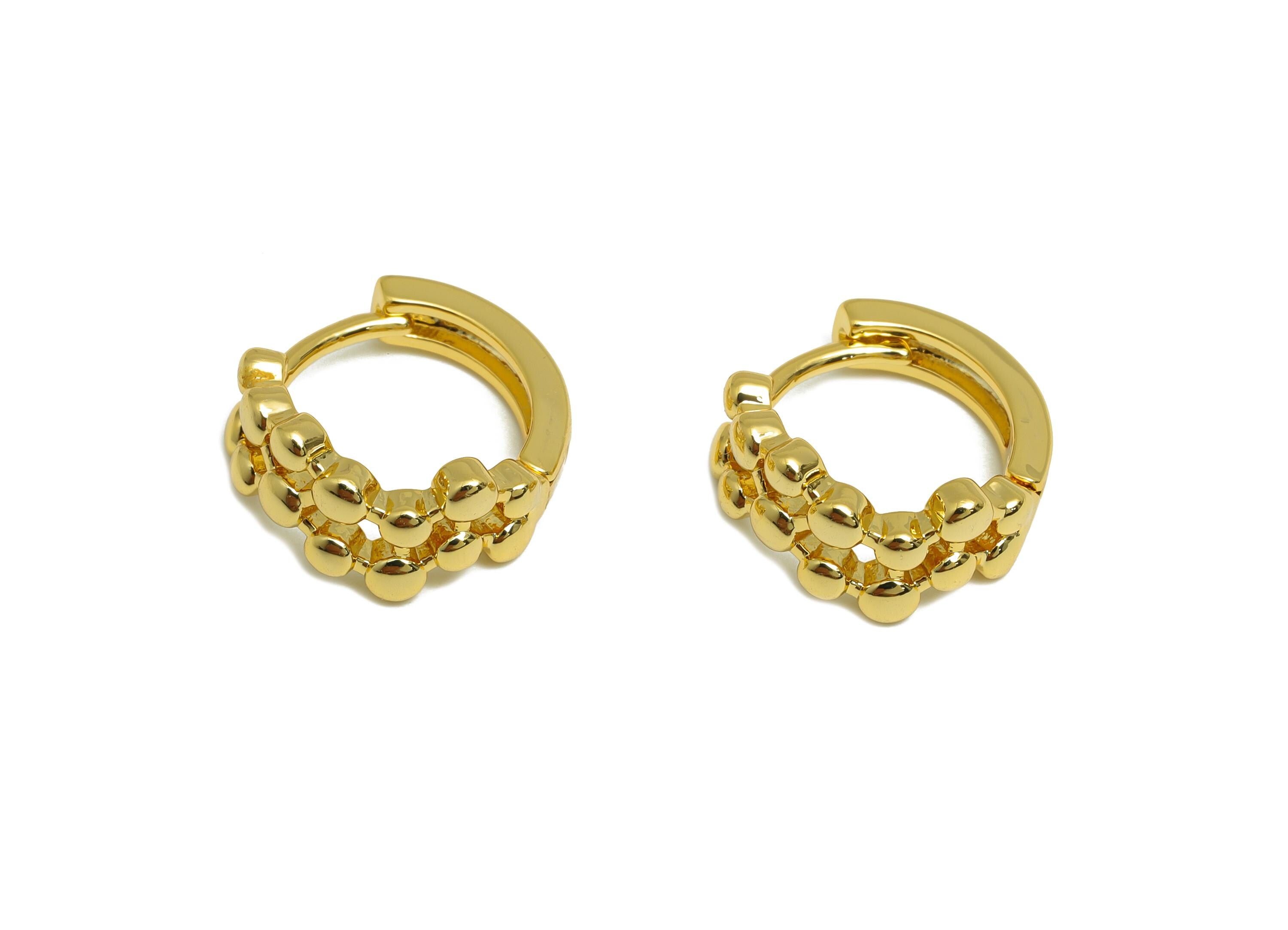 Gold Mini Hoop Earring - Brass Chic Hoop Huggie Earring - Brass Fashion Hoop Jewelry - 18K Real Gold Plating - 14.16x7.07x1.96mm - RGP9187 - DOMEDBAZAAR