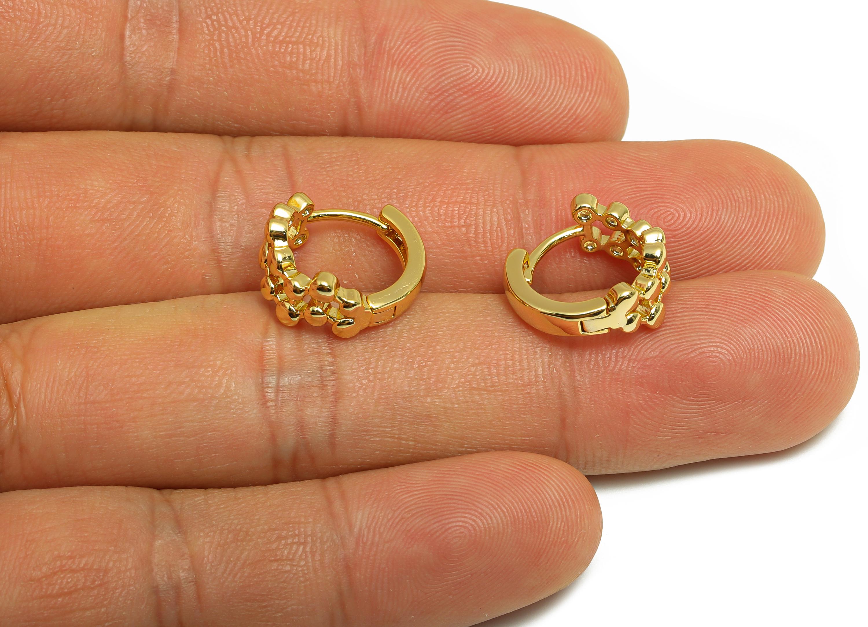 Gold Mini Hoop Earring - Brass Chic Hoop Huggie Earring - Brass Fashion Hoop Jewelry - 18K Real Gold Plating - 14.16x7.07x1.96mm - RGP9187 - DOMEDBAZAAR