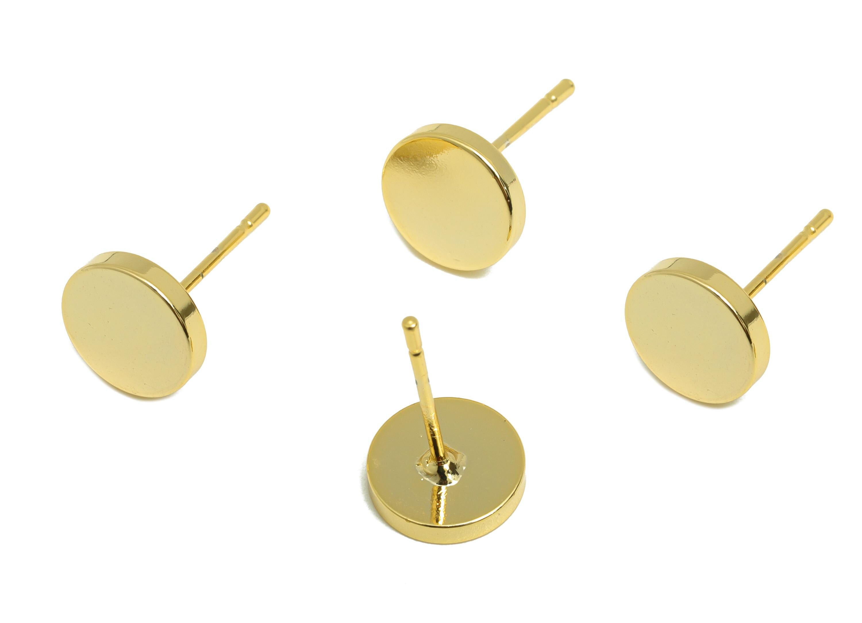 Brass Round Earring - Gold Geometry Earring Post - Brass Modern Earring - Minimalist Jewelry - 18K Real Gold Plated - 7x7x1.57mm - RGP9209 - DOMEDBAZAAR