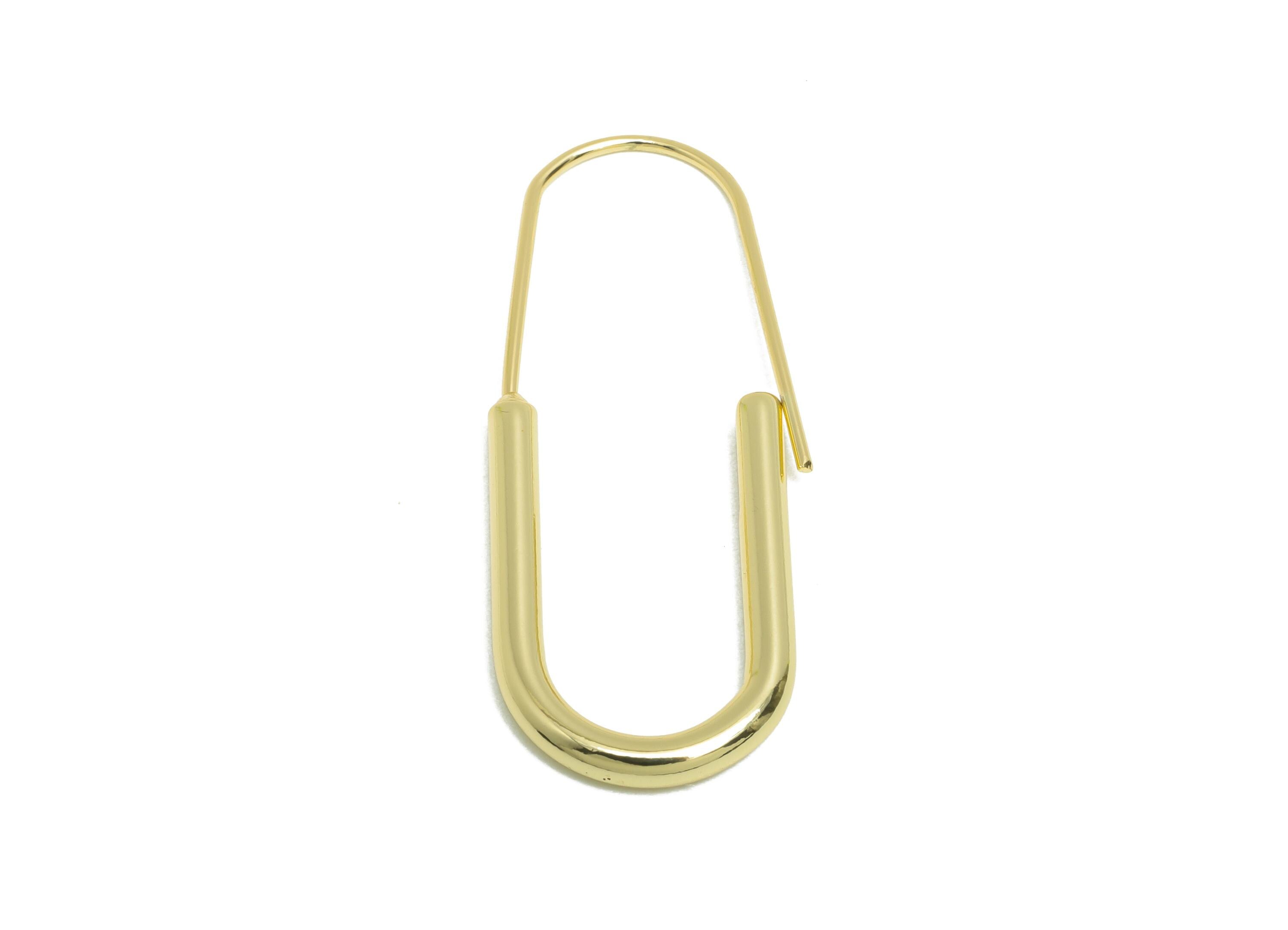 Brass U Shape Hoop Earring - Brass Hoops Earring Wire - Gold Minimalism Geometric Earring -14K Real Gold Plated Brass - 39x15x2.5mm- RGP9431 - DOMEDBAZAAR