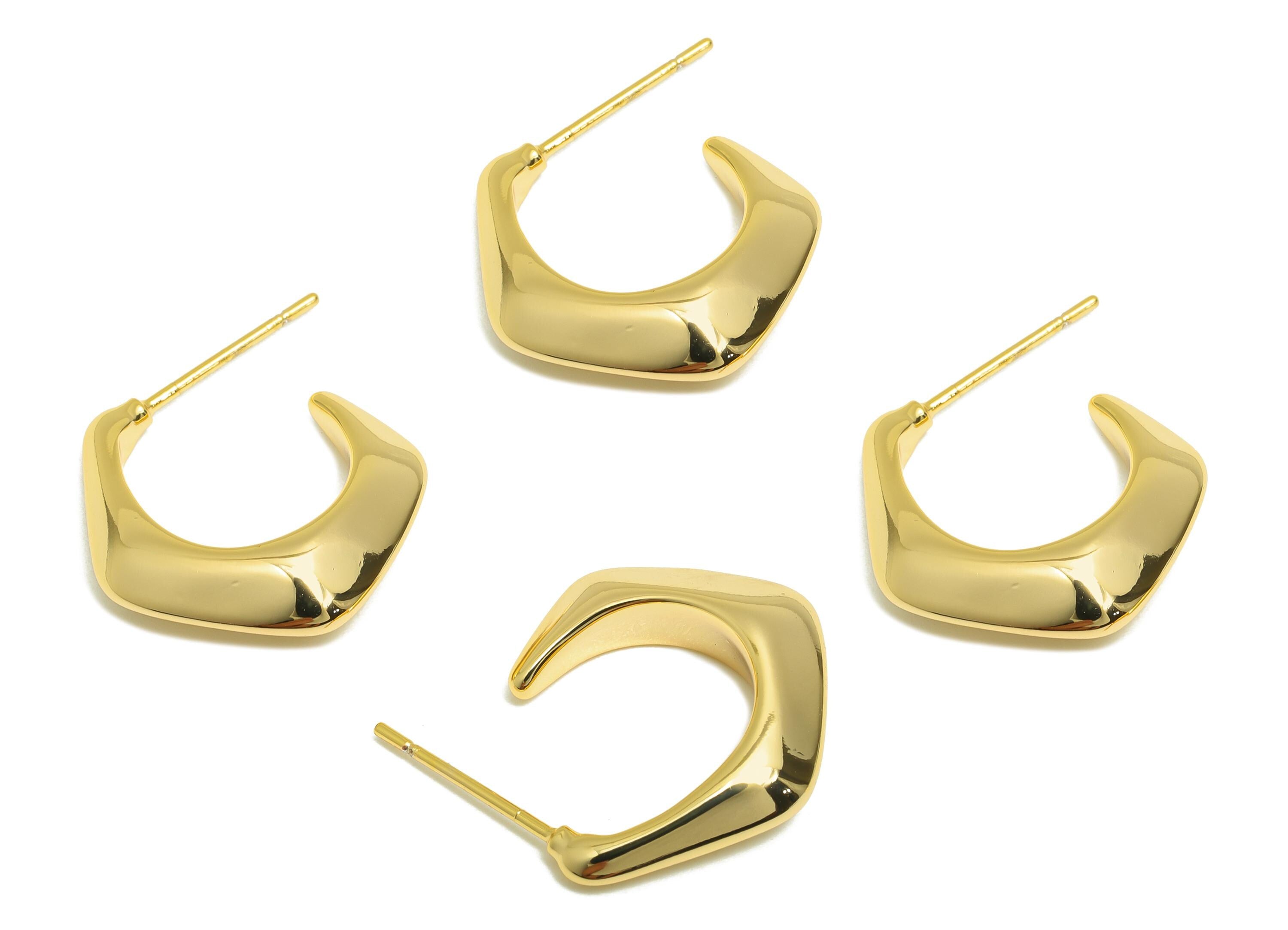 Trending Hoop Earring - Gold Handcrafted Hoop Earrings - Brass Timeless Gold Hoop Earring - 18K Real Gold Plated - 18x15x5.36mm - RGP9216 - DOMEDBAZAAR