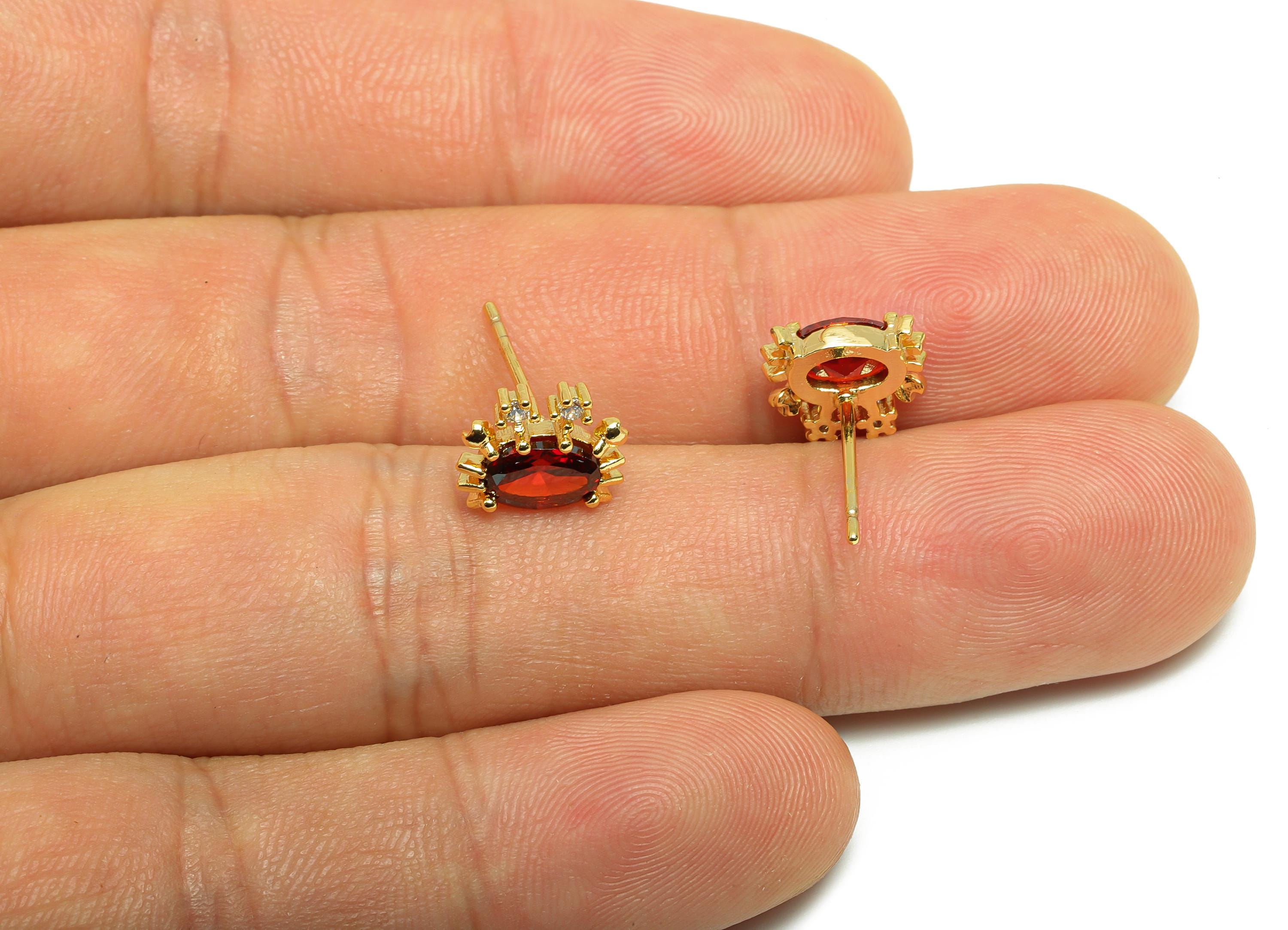 Crab Earring Stud - Gold Zircon Crab Earring Post - Brass Geometry Chic Earring Stud - 18K Real Gold Plating - 8x9x3mm - RGP9222 - DOMEDBAZAAR