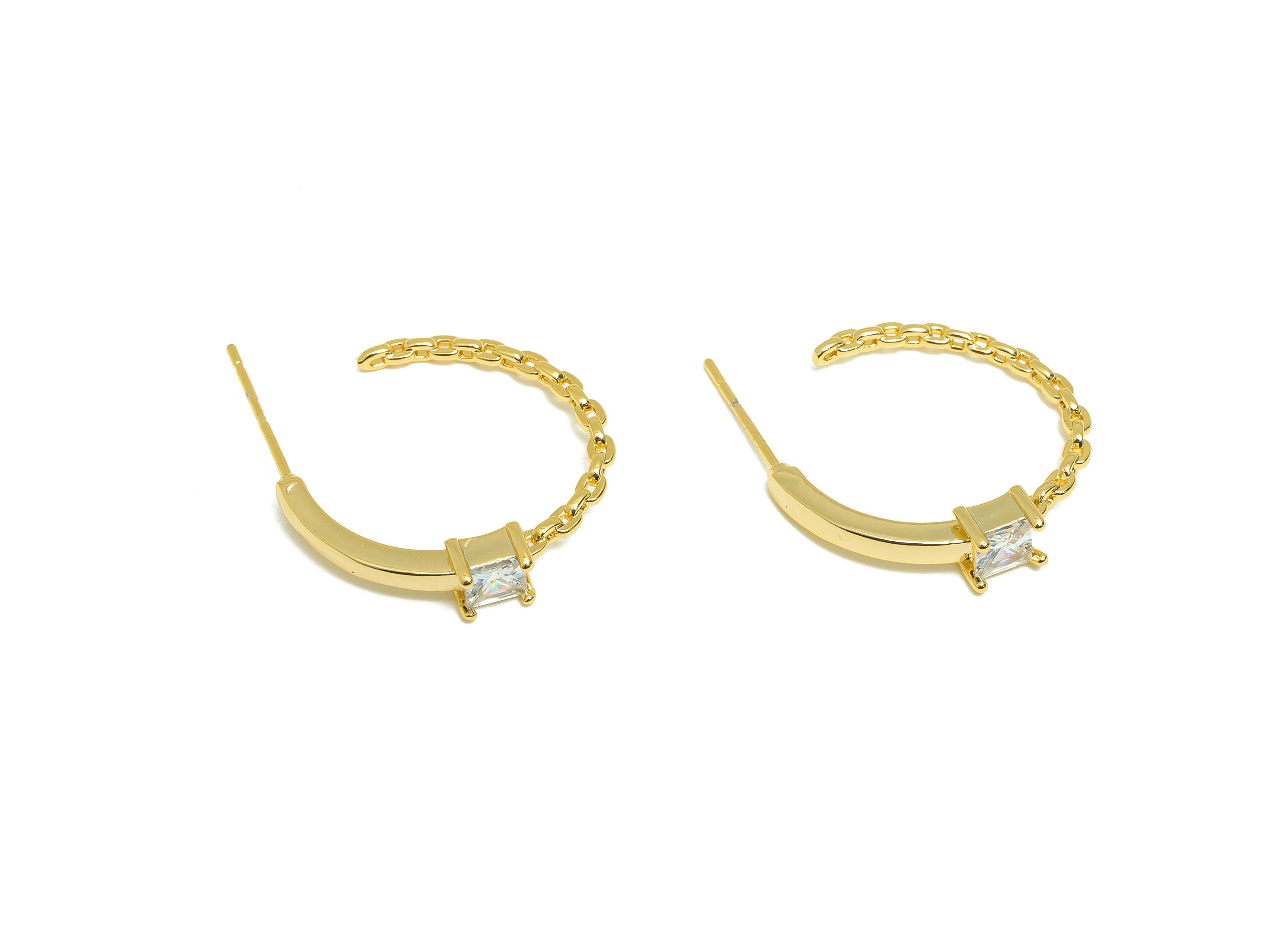 Ring Hoop Earring - Brass Gold Artistic Hoop Earring - Brass Chain Hoop Earring - Gold Jewelry - 18K Real Gold Plated - 21.6x19x4mm -RGP9200 - DOMEDBAZAAR