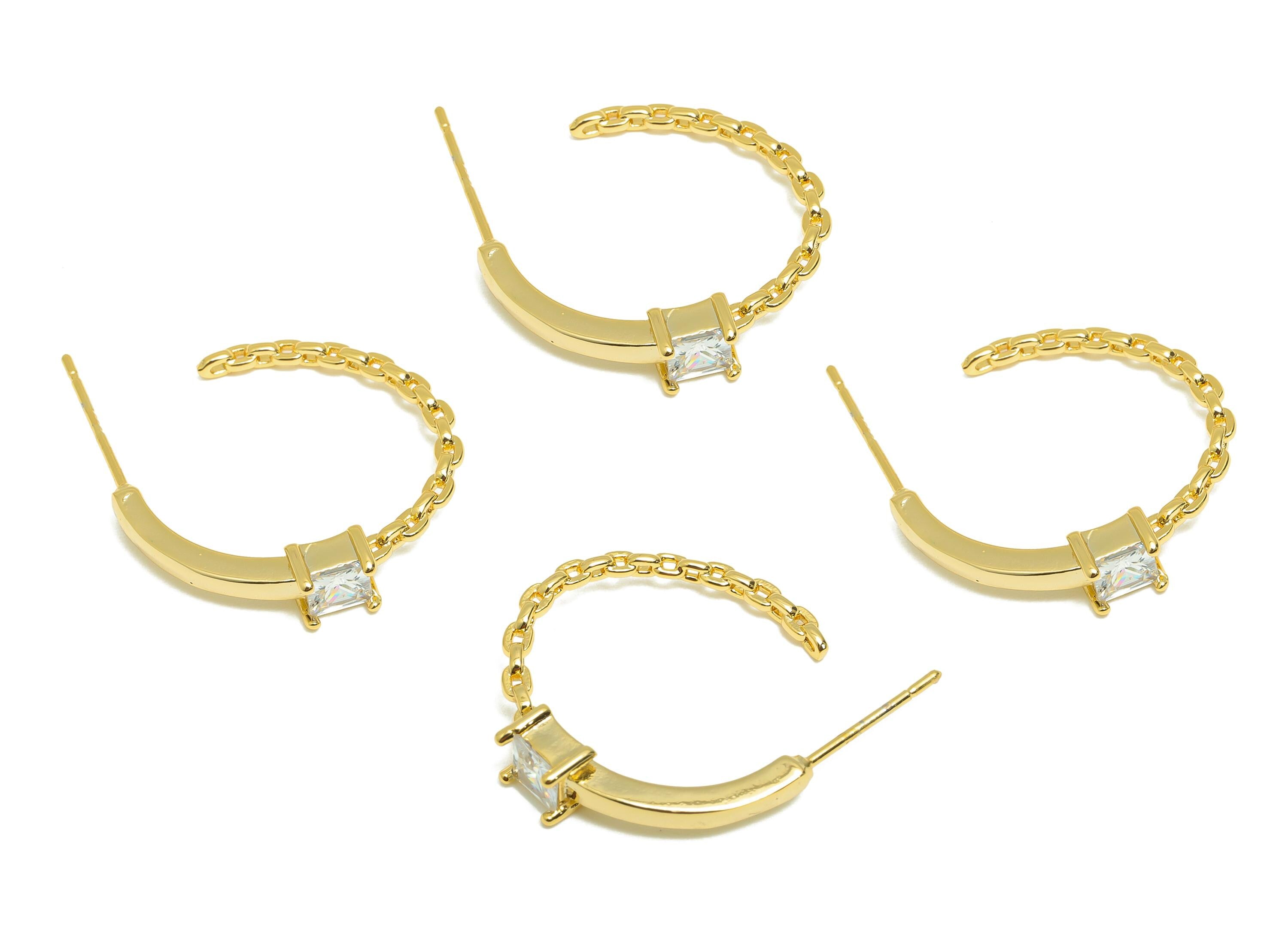 Ring Hoop Earring - Brass Gold Artistic Hoop Earring - Brass Chain Hoop Earring - Gold Jewelry - 18K Real Gold Plated - 21.6x19x4mm -RGP9200 - DOMEDBAZAAR