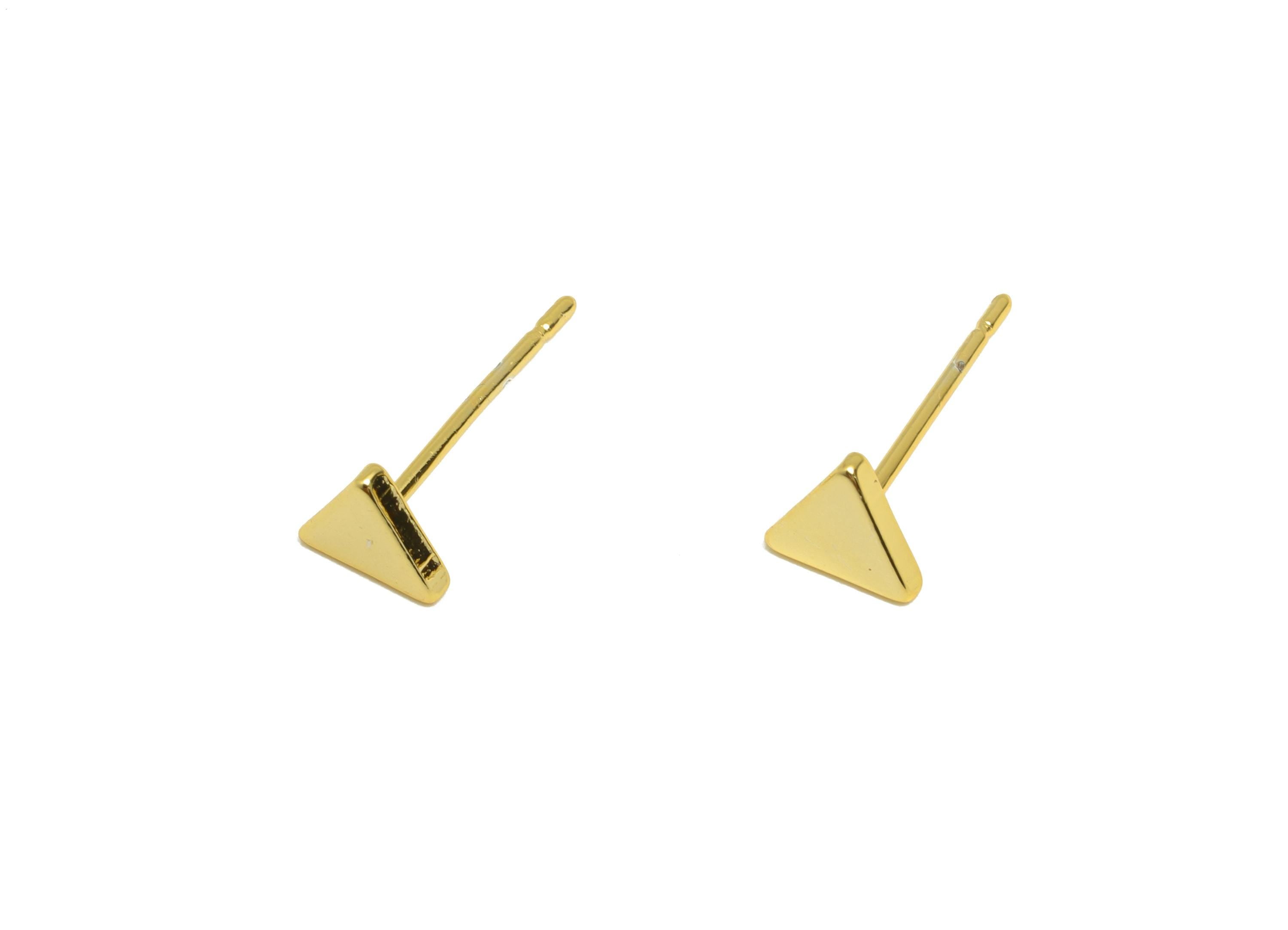 Brass Triangle Earring - Gold Geometry Earring Post - Brass Modern Earring - Minimalist Jewelry - 18K Real Gold Plated - 4x4x1mm - RGP9196 - DOMEDBAZAAR