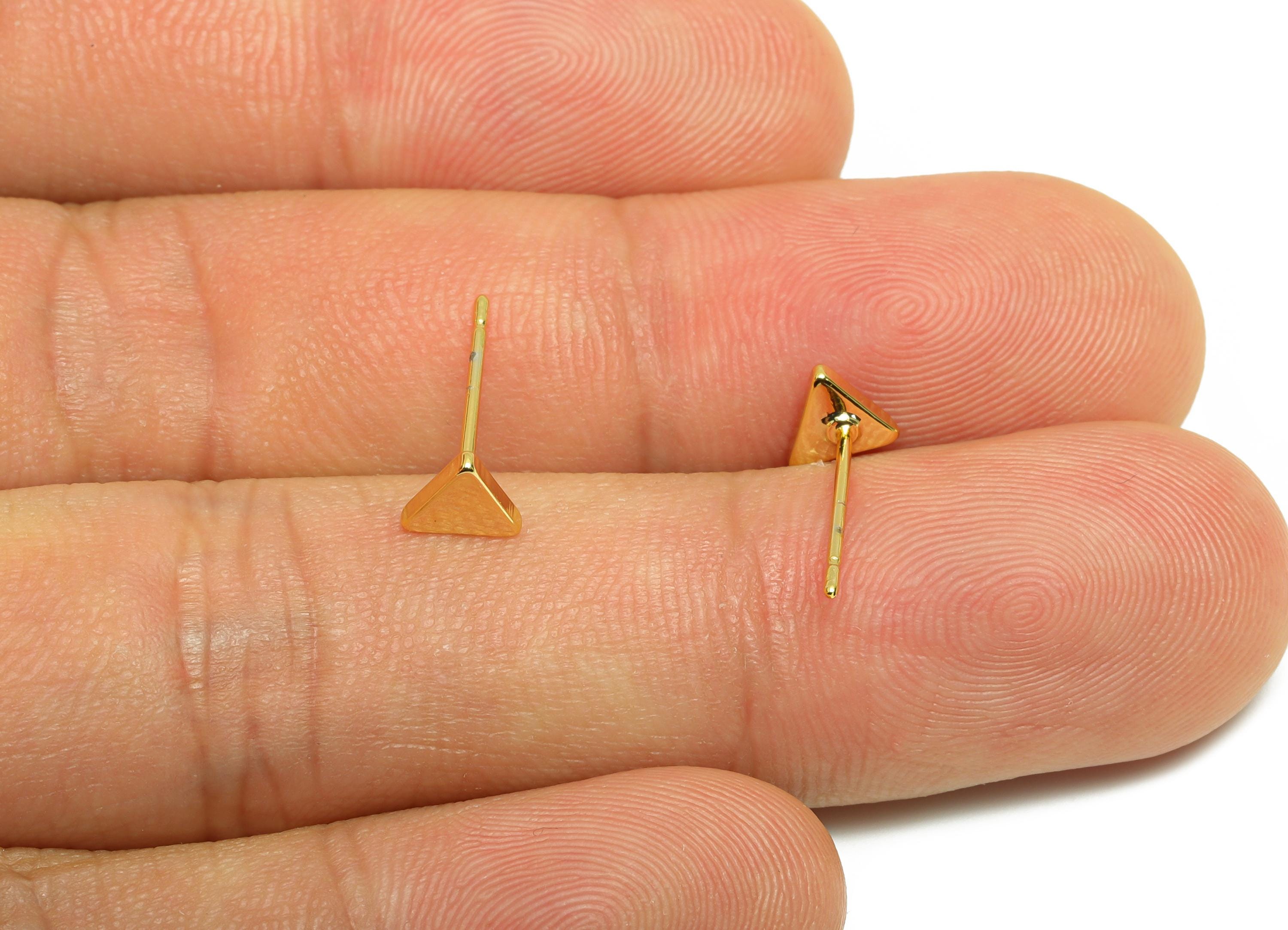 Brass Triangle Earring - Gold Geometry Earring Post - Brass Modern Earring - Minimalist Jewelry - 18K Real Gold Plated - 4x4x1mm - RGP9196 - DOMEDBAZAAR