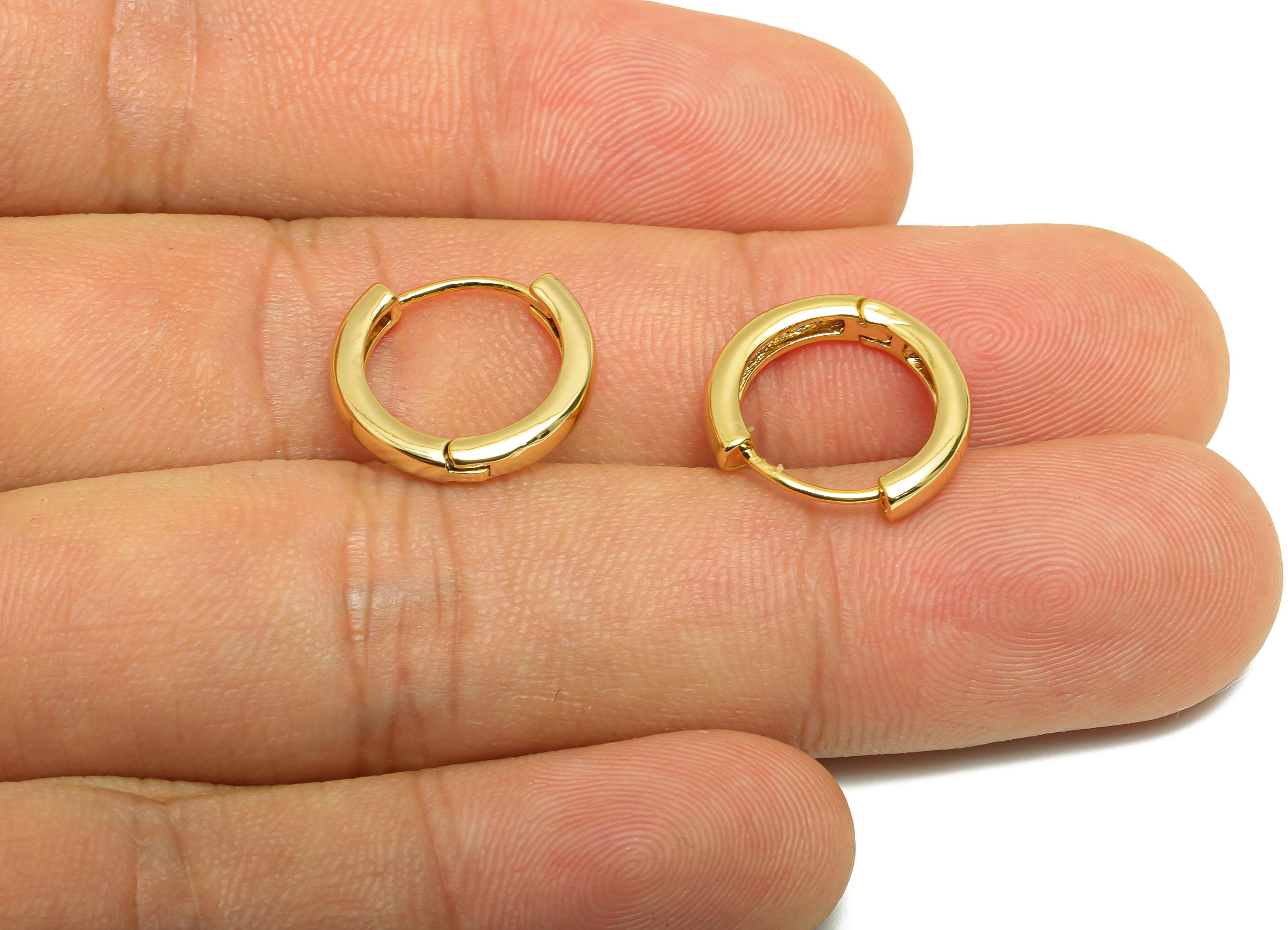 Classic Gold Hoop Earring - Brass Simple Gold Huggie Earring - Brass Everyday Jewelry - 18K Real Gold Plating - 14x14x2.62mm - RGP9204 - DOMEDBAZAAR