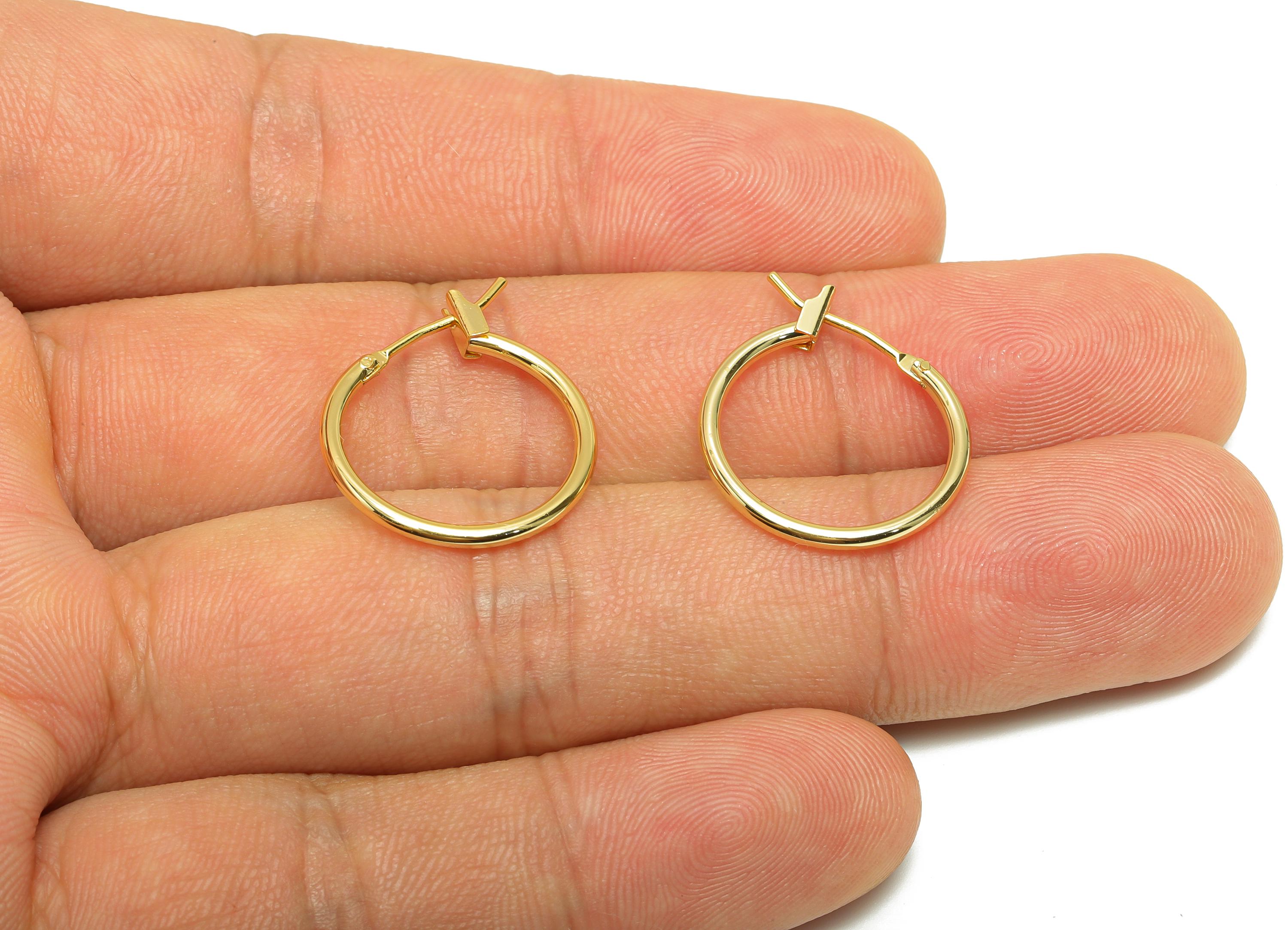 Brass Round Hoop Earring - Brass Modern Gold Hoop Earring - Hinged Back Hoop - Minimalist Jewelry - 18K Real Gold Plated - 19x17x1mm-RGP9239 - DOMEDBAZAAR
