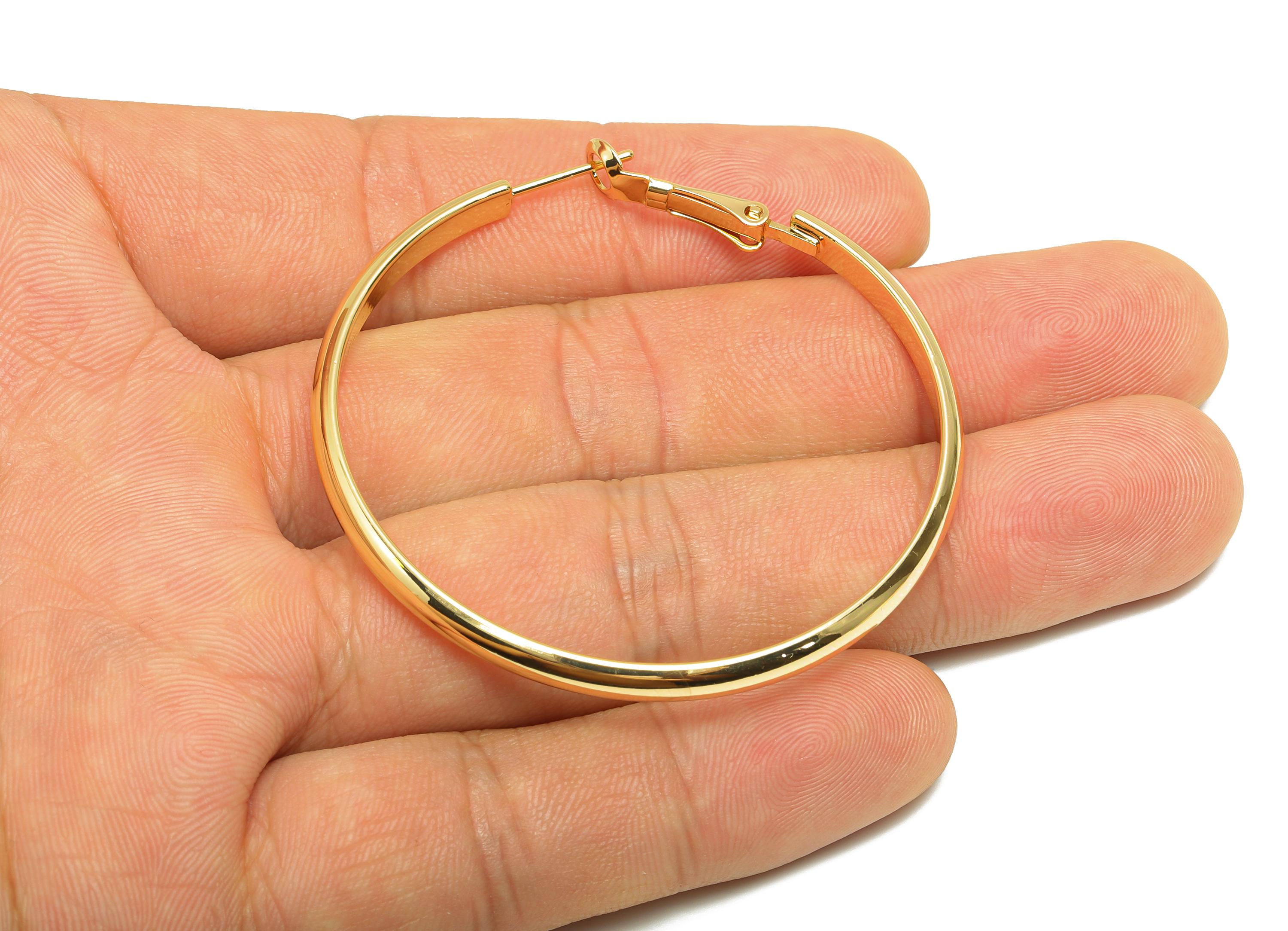 Brass Hoop Earring - Brass Minimalist Gold Hoop Clasp - Brass Hoop Clasp - Punk Rock Jewelry - 18K Real Gold Plated - 53x51x2mm - RGP9242 - DOMEDBAZAAR