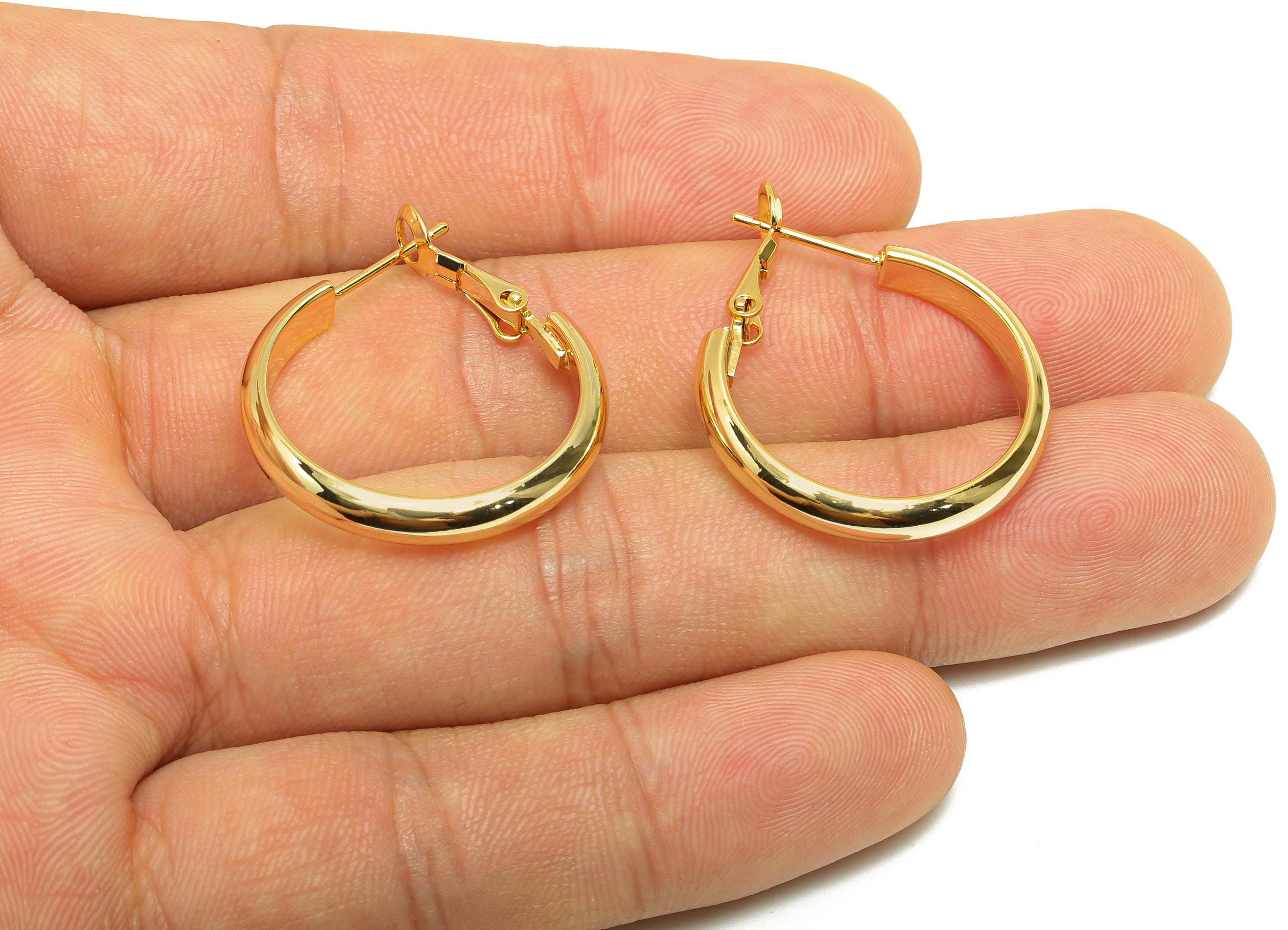 Brass Hoop Earring - Brass Minimalist Gold Hoop Clasp - Brass Hoop Clasp - Punk Rock Jewelry - 18K Real Gold Plated - 31x25x2mm - RGP9244 - DOMEDBAZAAR