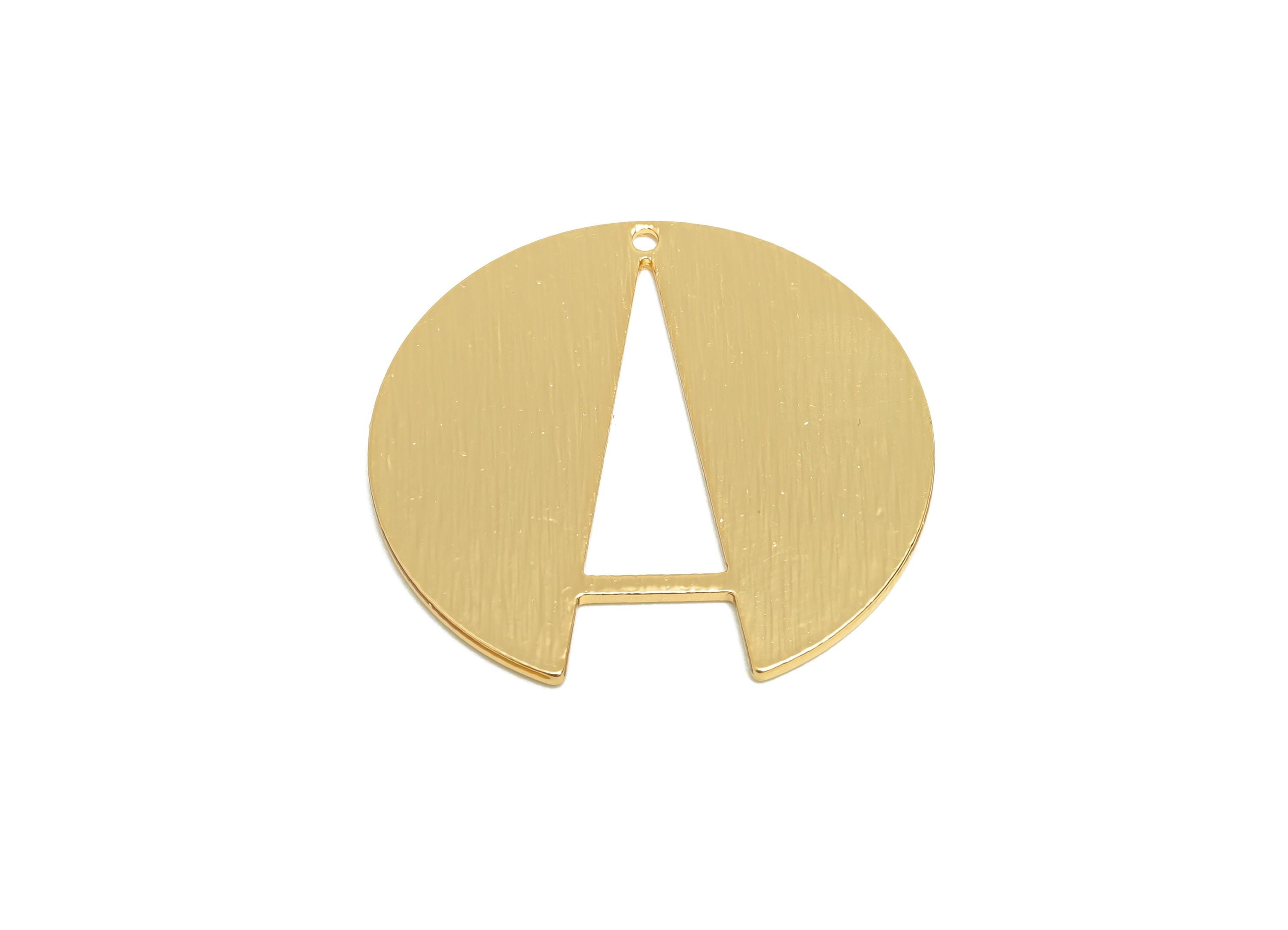 Brass Geometry Earring Charm - Gold Textured Earring Charm - Geometry Pendant - Gold Jewelry - 18K Real Gold Plated - 25x24x0.85mm - RGP9267 - DOMEDBAZAAR