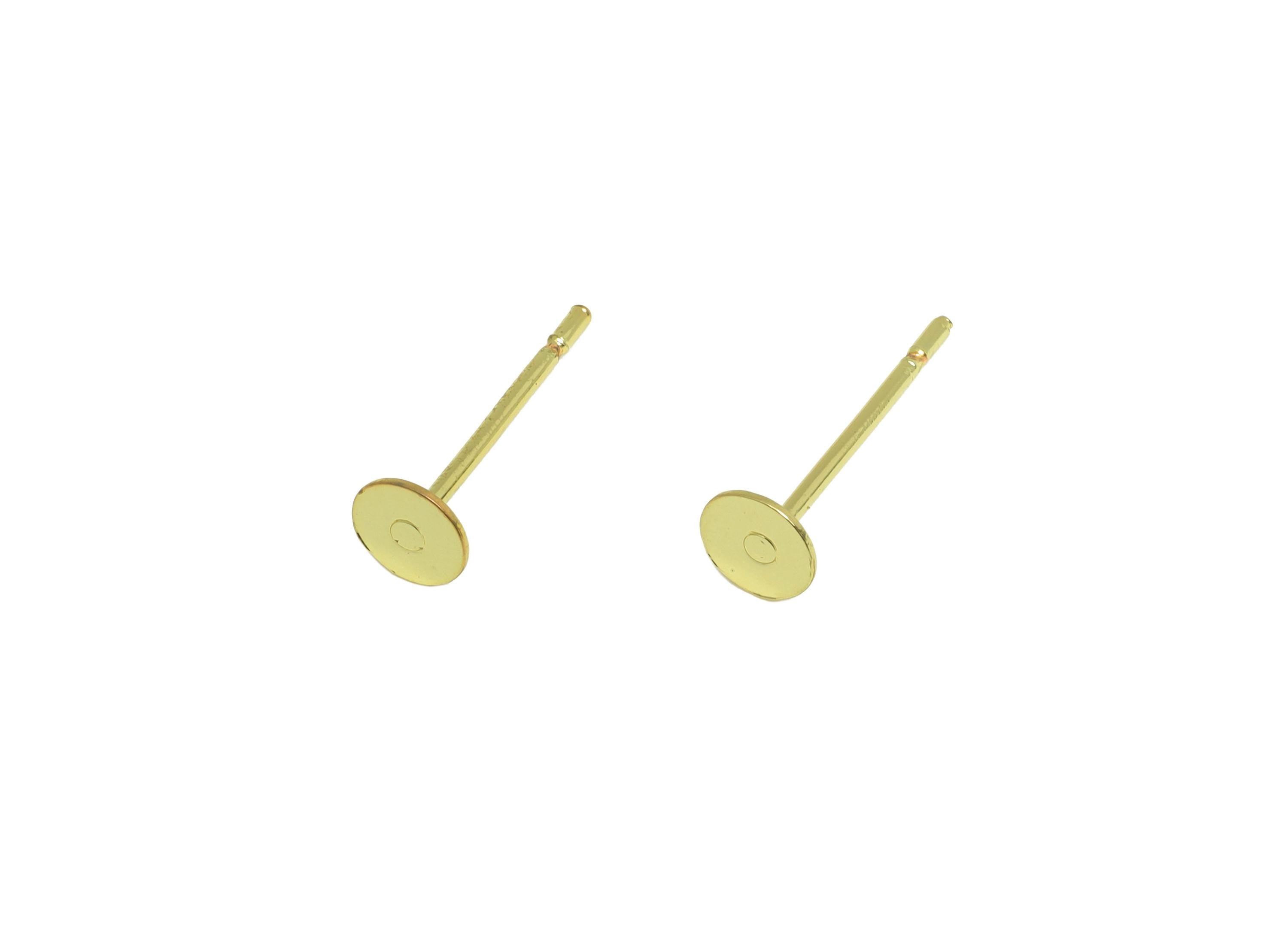 4mm Brass Earring Stud Base - Brass Jewelry Craft Base For Pearl - Customizable Finding - 18K Real Gold Plated - Crafting Base - RGP9272 - DOMEDBAZAAR