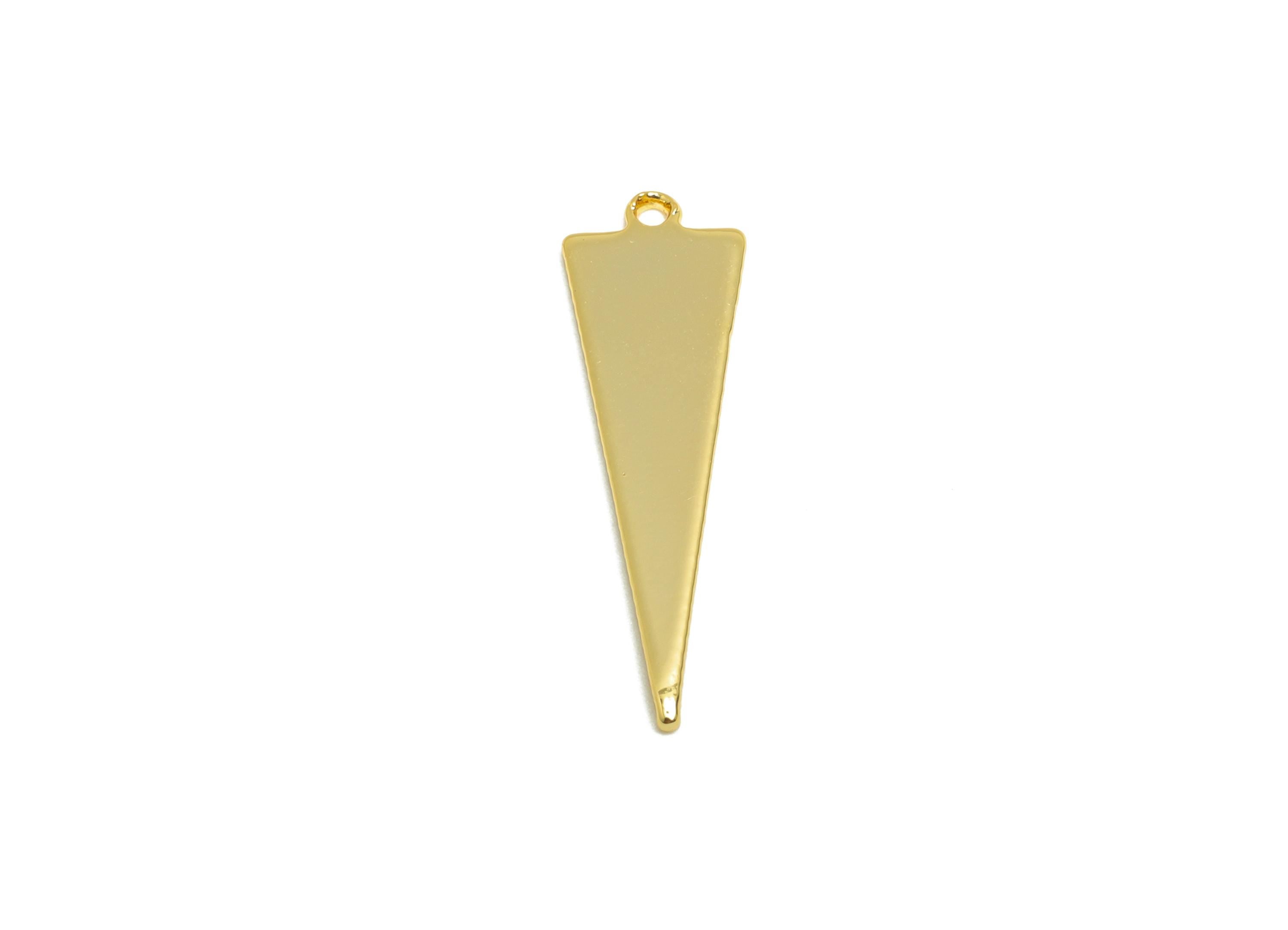 Brass Triangle Earring Charm - Gold Minimalist Earring Charm - Geometry Polished Pendant - 18K Real Gold Plated - 23x6x0.9mm - RGP9279 - DOMEDBAZAAR