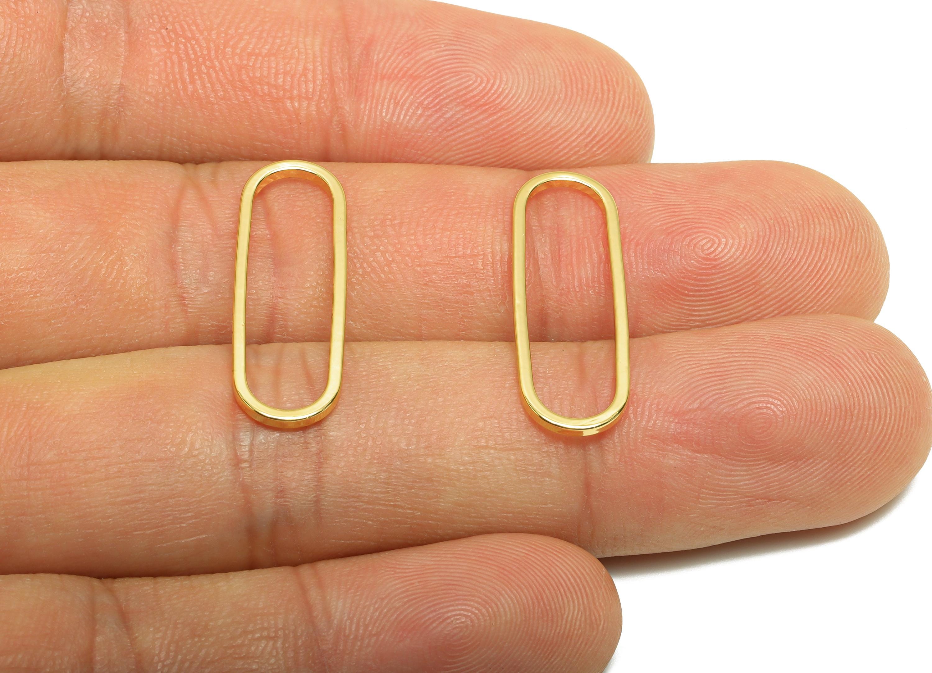 8*25mm Gold Oval Connector - Geometric Link - Brass Geometry Minimalist Charm - Jewelry Making - 18K Real Gold Plated - RGP9281-8x25 - DOMEDBAZAAR