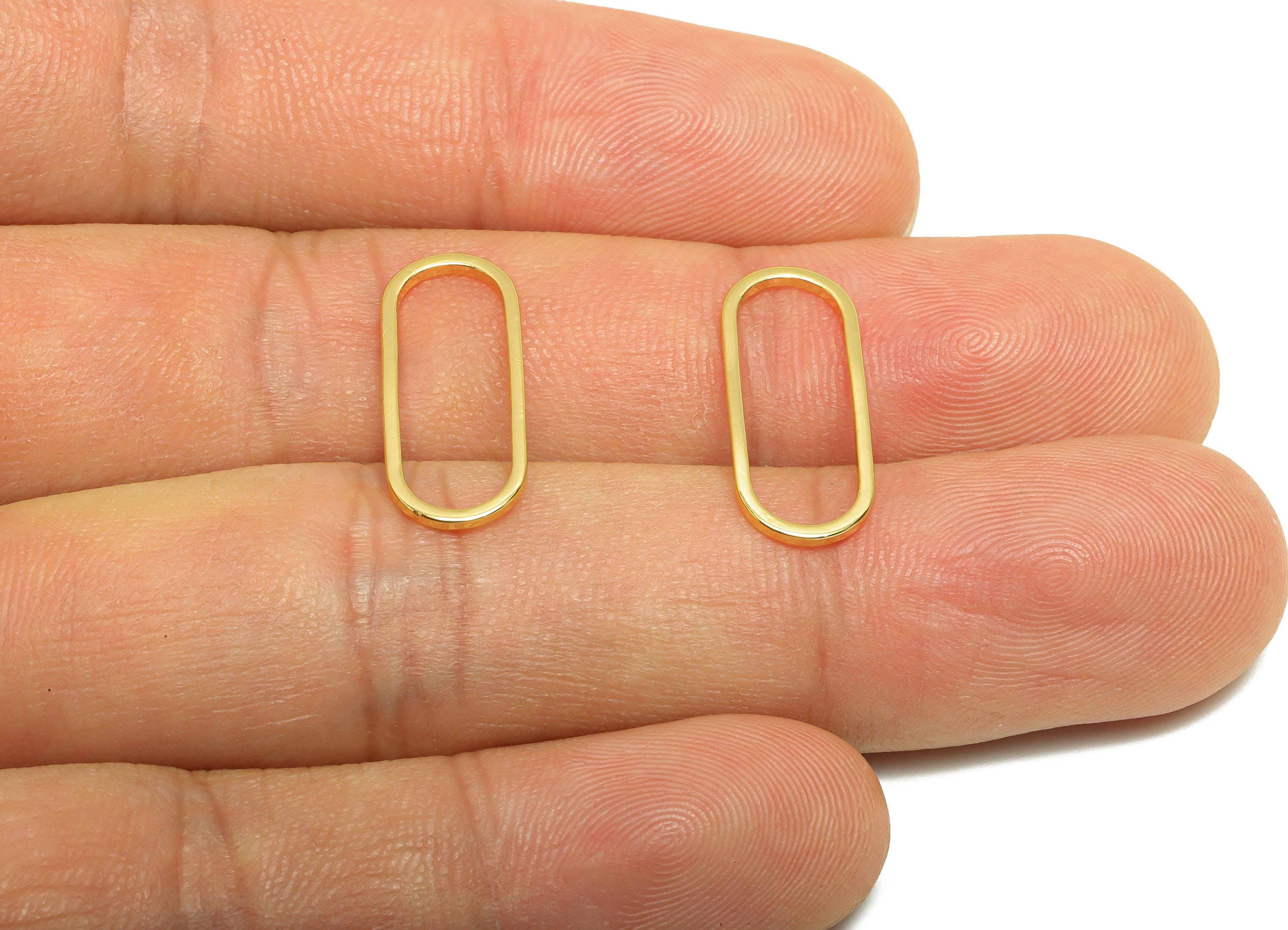8*20mm Gold Oval Connector - Geometric Link - Brass Geometry Minimalist Charm - Jewelry Making - 18K Real Gold Plated - RGP9281-8*20 - DOMEDBAZAAR