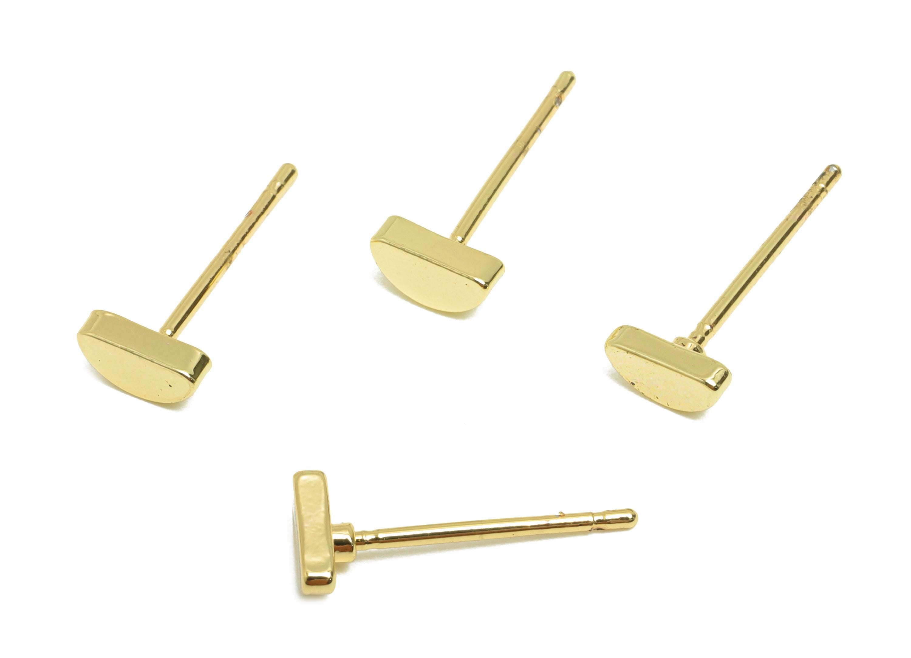 Brass Mini Moon Earring - Gold Domed Earring Post - Everyday Wear Earring - Minimalist Jewelry - 18K Real Gold Plated - 14x6x1mm - RGP9282 - DOMEDBAZAAR