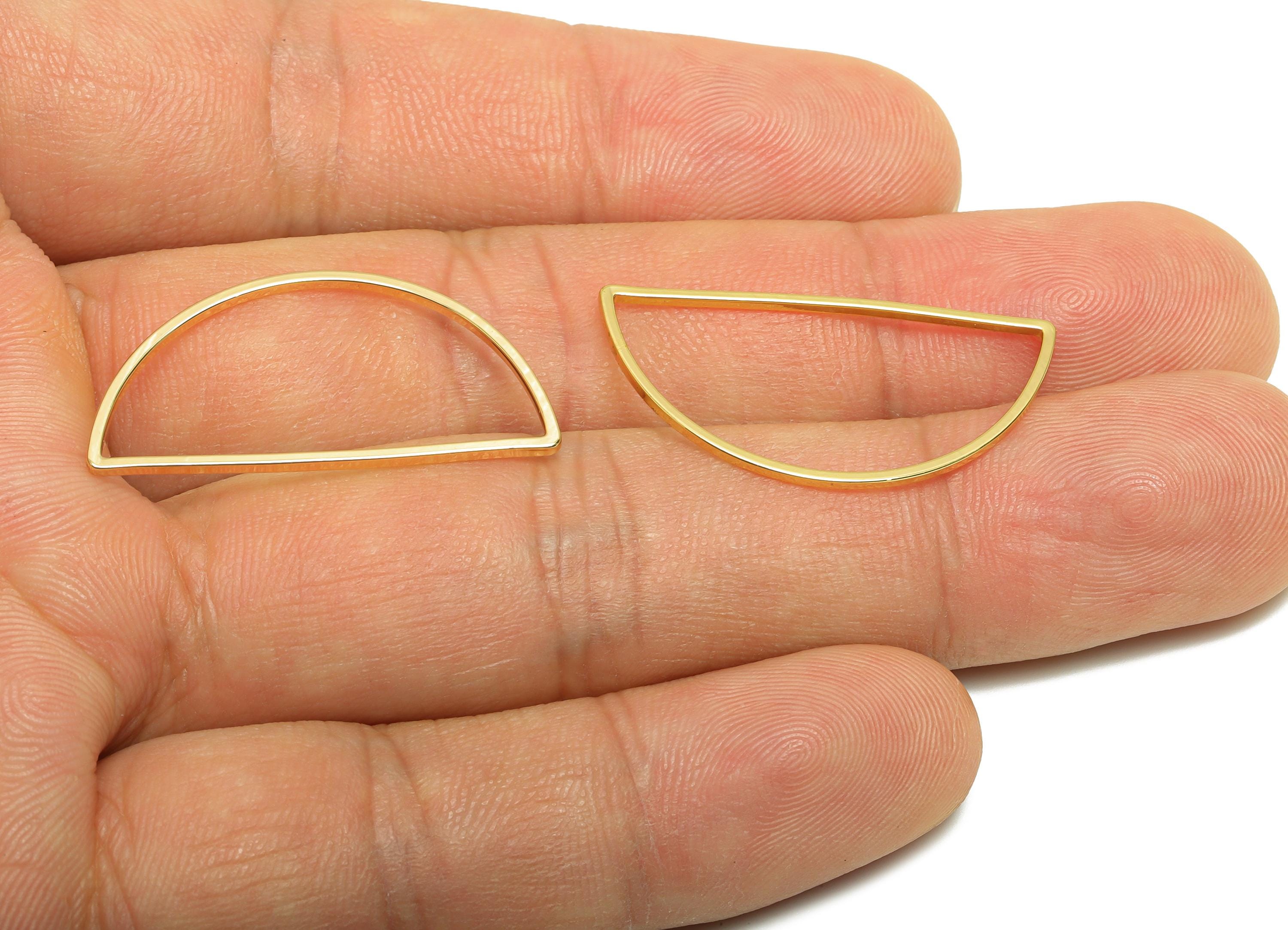 15*30mm Gold Domed Connector - Geometric Link - Brass Geometry Frame Charm - Minimalist Jewelry - DIY Jewelry - 18K Real Gold Plated-RGP9287 - DOMEDBAZAAR