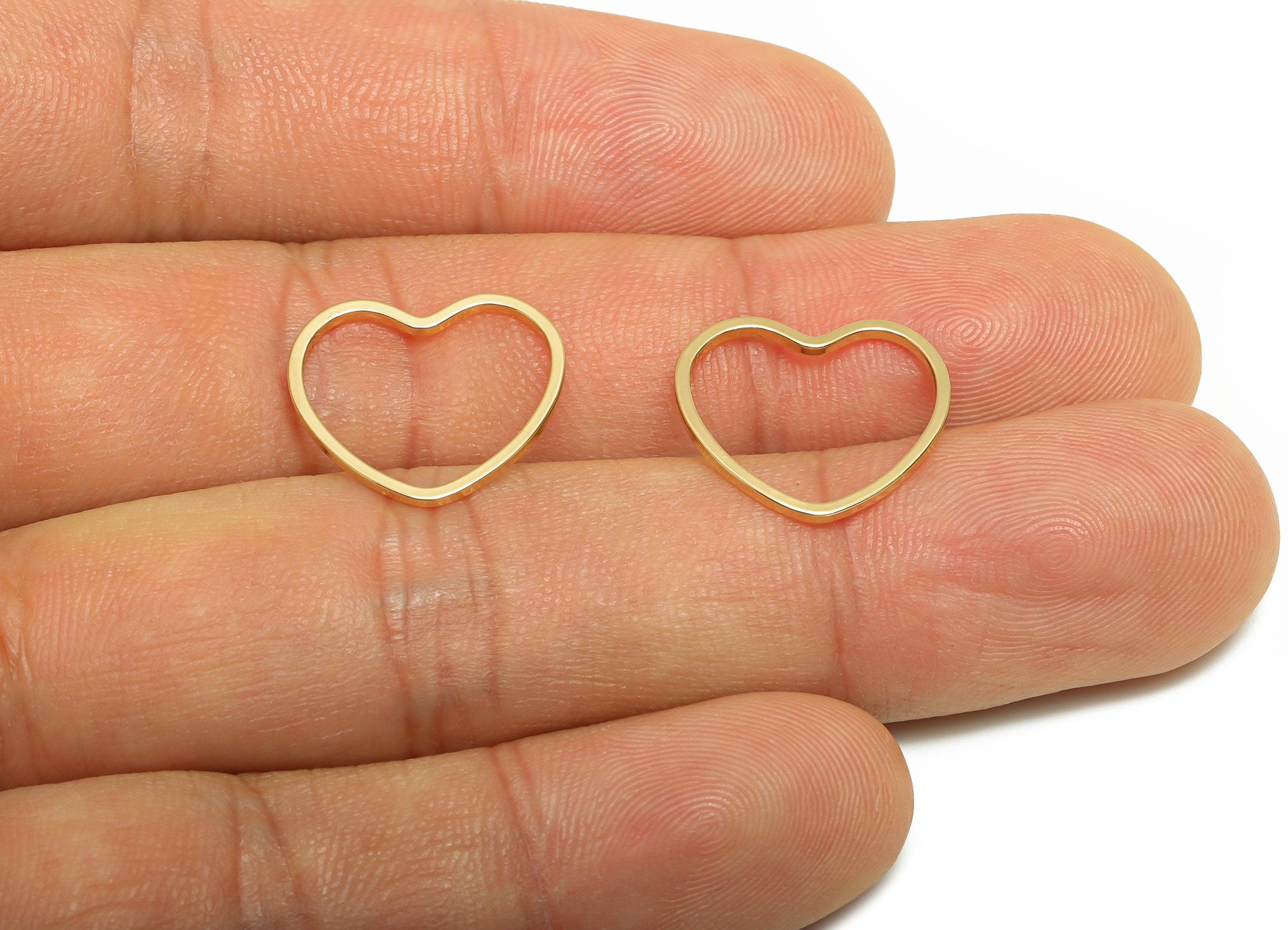 15*16mm Gold Heart Connector - Romantic Jewelry - Brass Geometry Charm - Minimalist Jewelry - DIY Jewelry - 18K Real Gold Plated - RGP9288 - DOMEDBAZAAR
