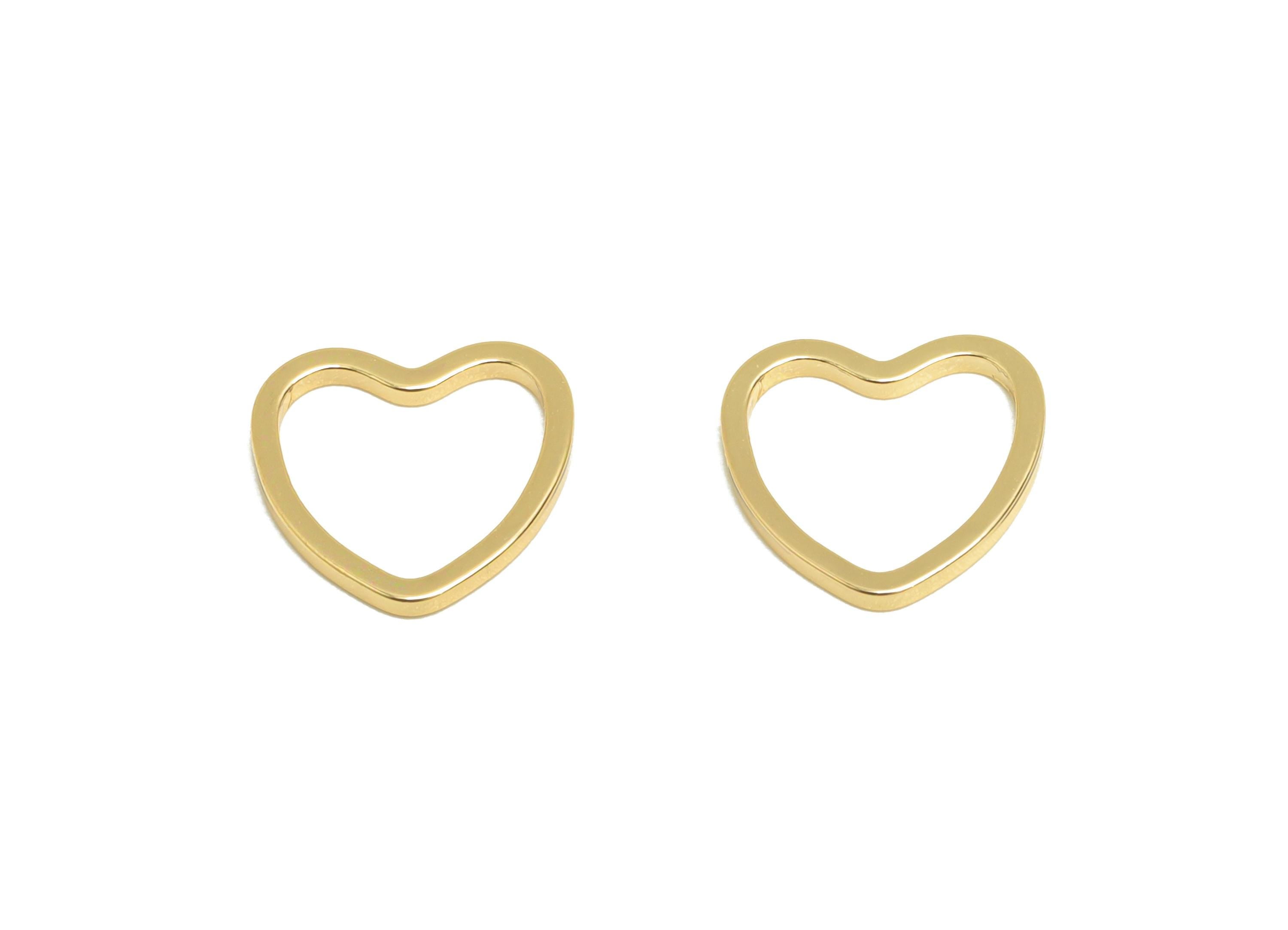 10mm Gold Heart Connector - Romantic Jewelry - Brass Geometry Charm - Minimalist Jewelry - DIY Jewelry - 18K Real Gold Plated - RGP9291 - DOMEDBAZAAR