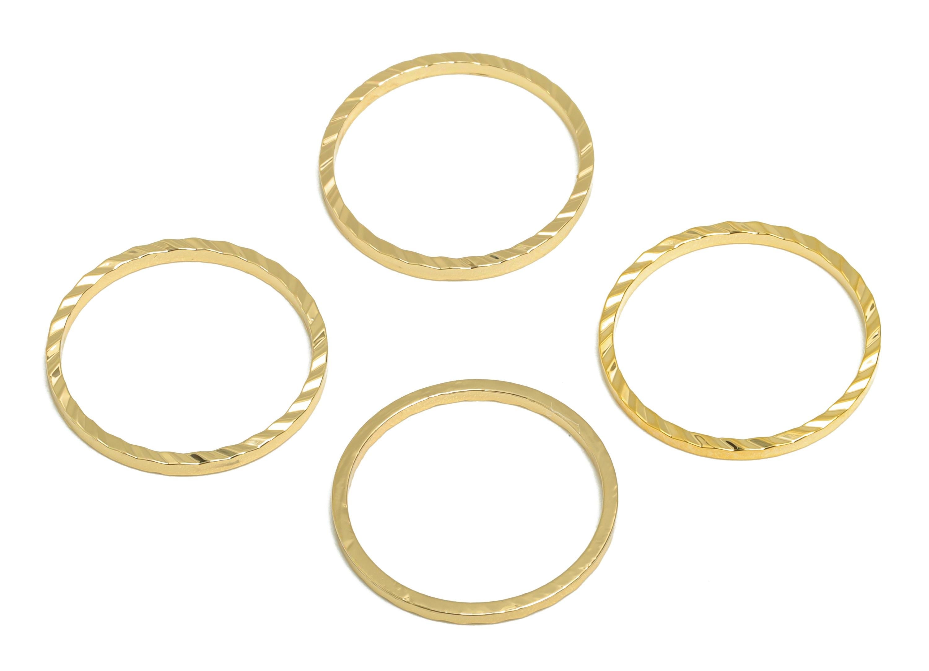 16mm Gold Round Connector - Textured Circle Jewelry - Brass Geometry Minimalist Jewelry - DIY Jewelry - 18K Real Gold Plated - RGP9289-16 - DOMEDBAZAAR