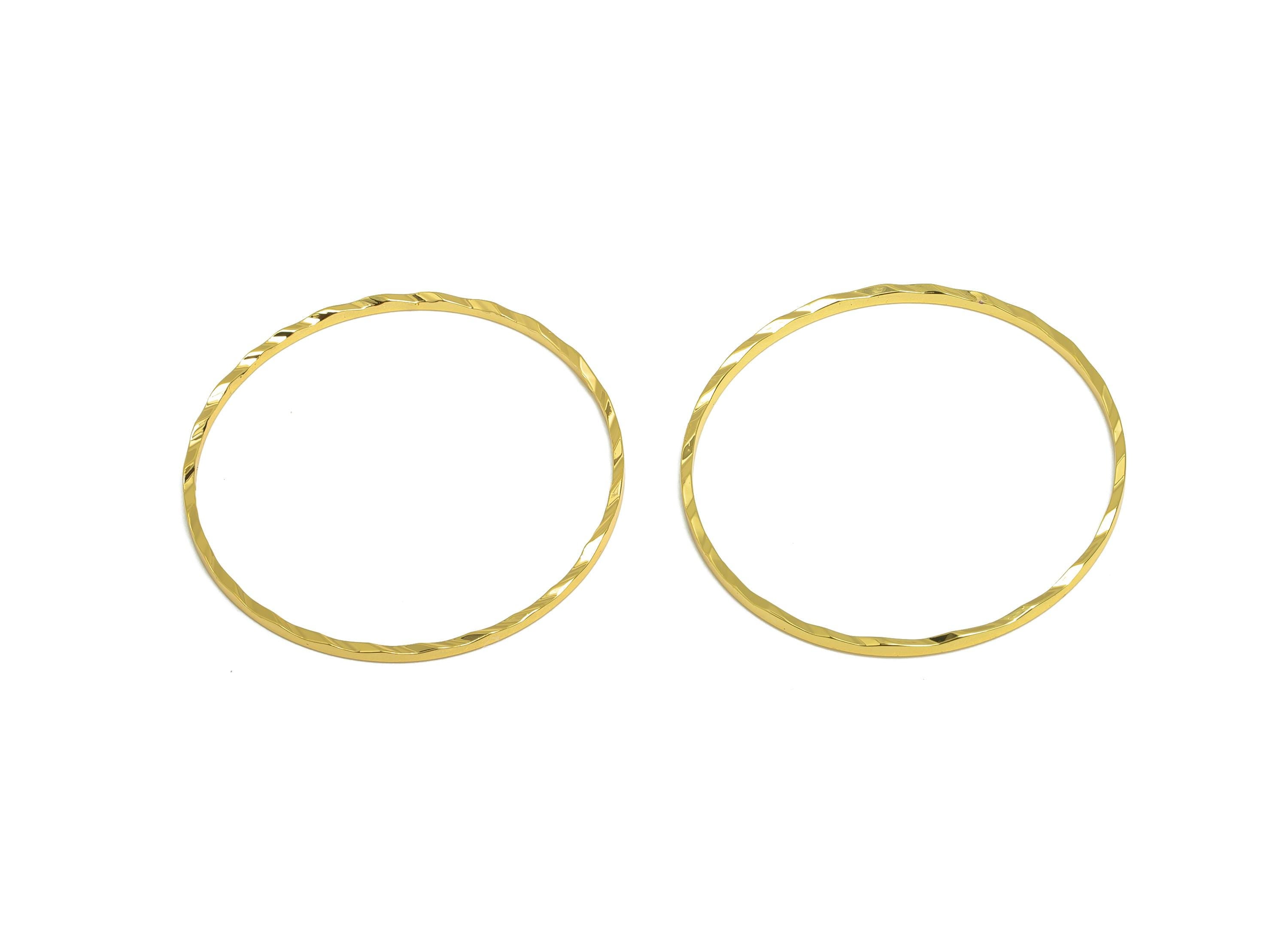 30mm Gold Round Connector - Textured Circle Jewelry - Brass Geometry Minimalist Jewelry - DIY Jewelry - 18K Real Gold Plated - RGP9289-30 - DOMEDBAZAAR