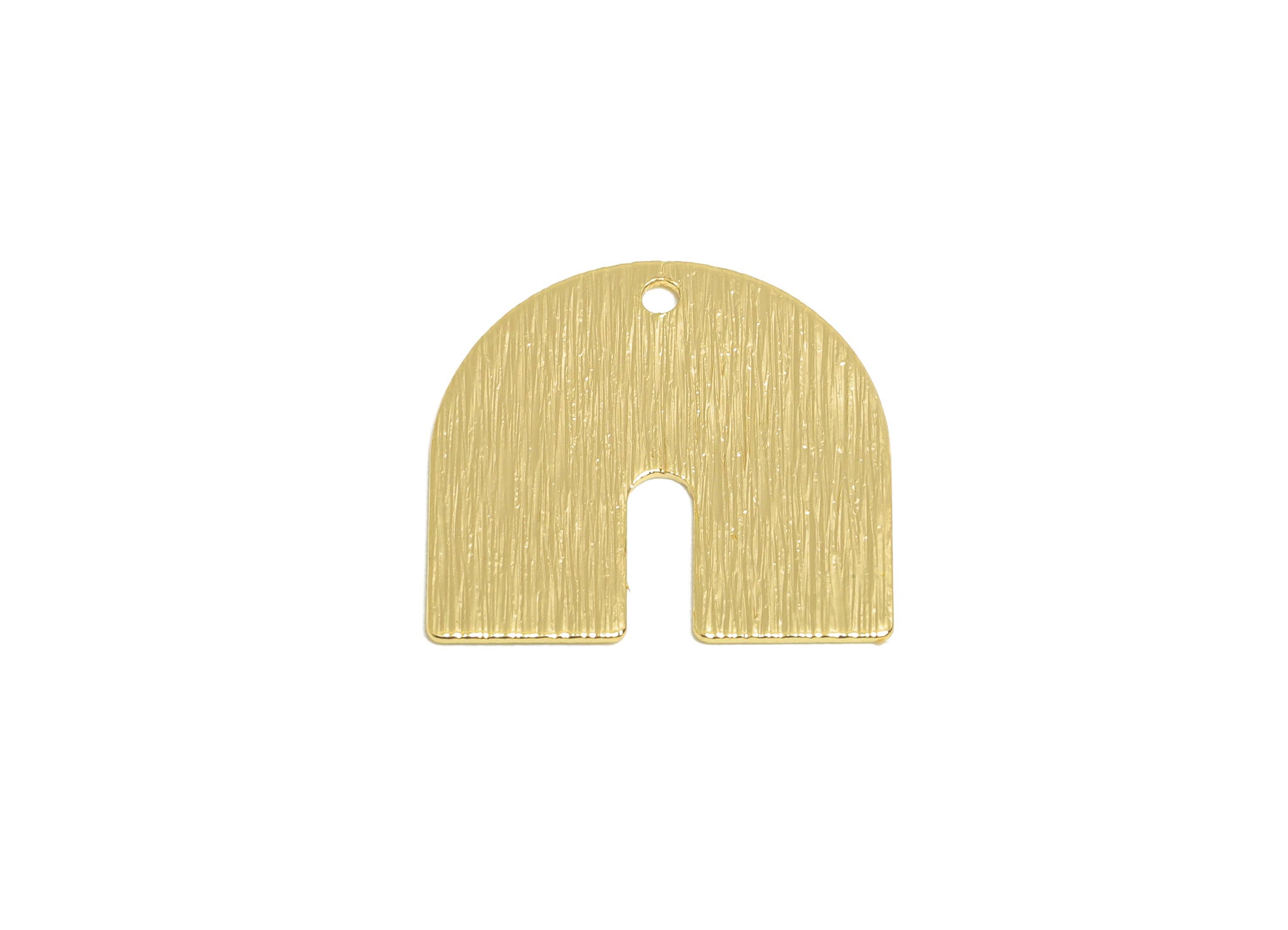 Textured Arch Charm - Brass Modern Geometric Pendant - Textured Gold Finding - Open Arch Charm - 18K Real Gold Plated - 17x16x0.6mm -RGP9310 - DOMEDBAZAAR