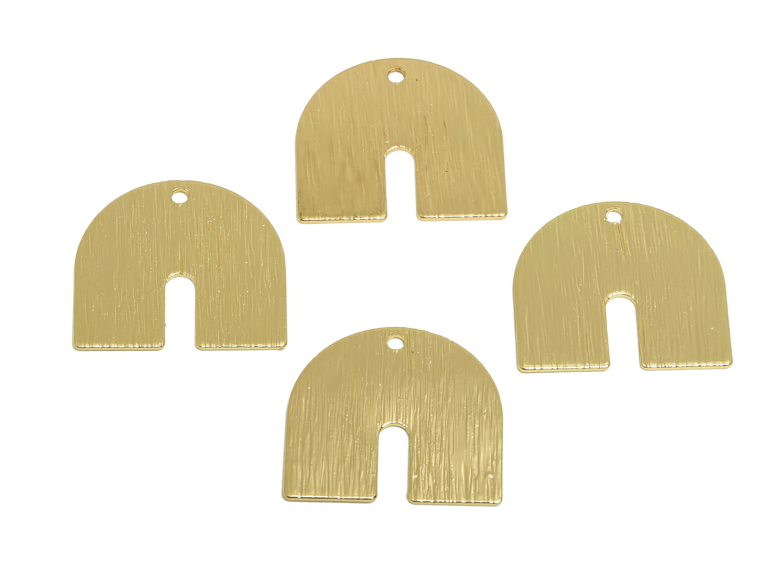 Textured Arch Charm - Brass Modern Geometric Pendant - Textured Gold Finding - Open Arch Charm - 18K Real Gold Plated - 17x16x0.6mm -RGP9310 - DOMEDBAZAAR