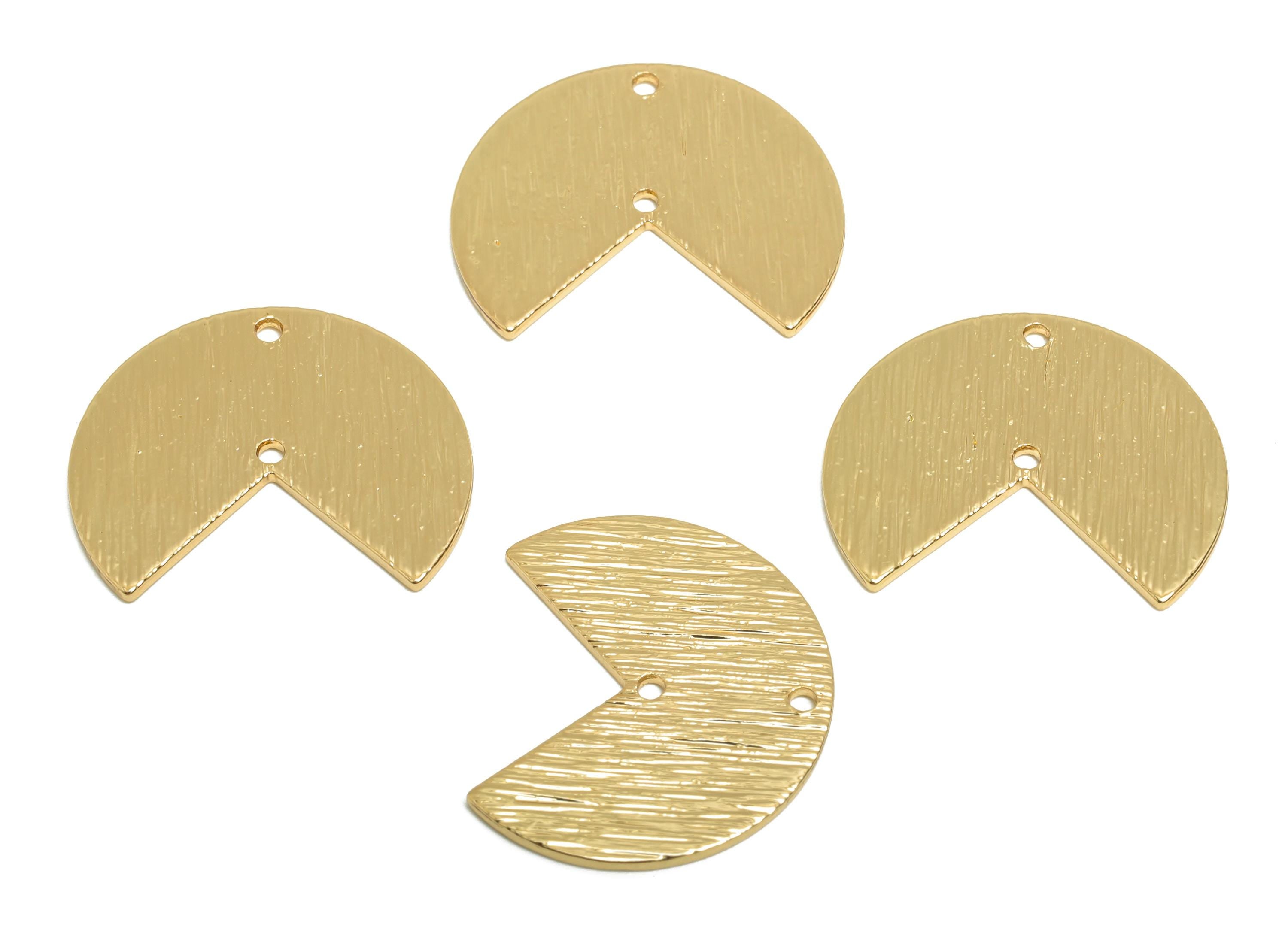 Pie Slice Connector - Brass Gold Plated Pie Charm - Circular Cutout Charm - Gold Jewelry - 18K Real Gold Plating - 20x17x0.9mm - RGP9316 - DOMEDBAZAAR