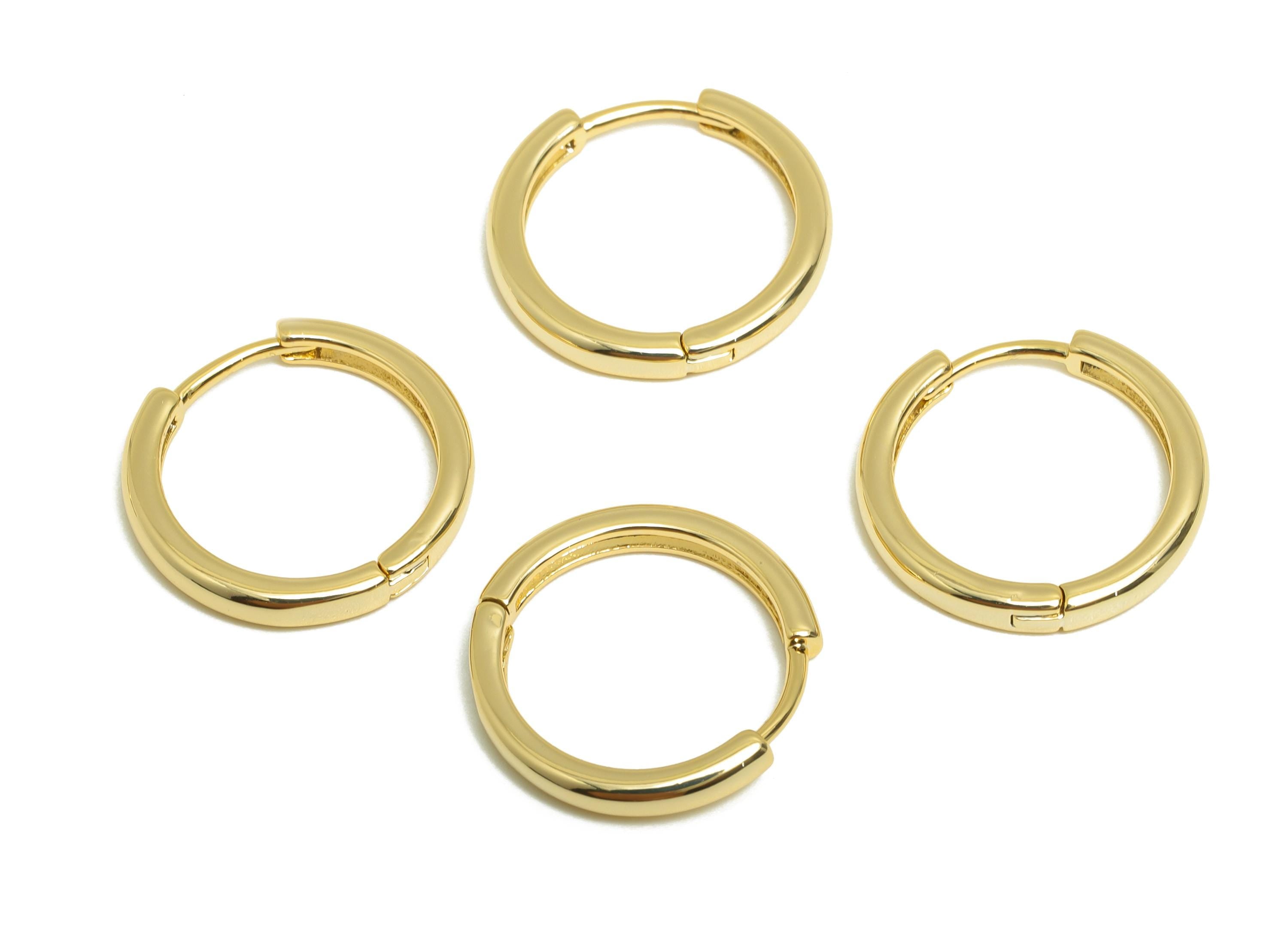 Minimalist Hoop Huggie Earring - Brass Hoop Clasp Earring - Eceryday Huggie Hoop Earring - 18K Real Gold Plated - 17x16x2.4mm - RGP9324 - DOMEDBAZAAR