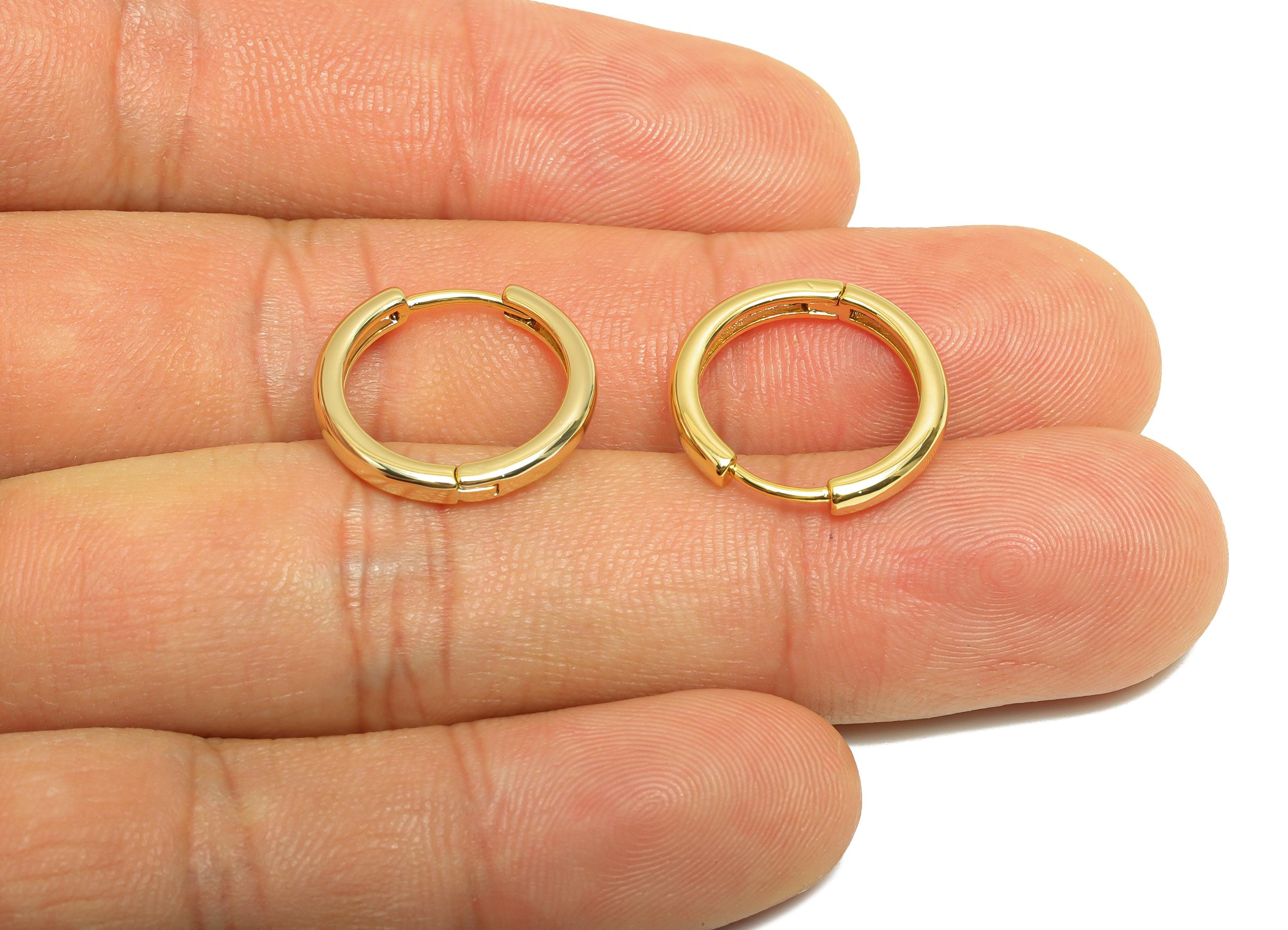 Minimalist Hoop Huggie Earring - Brass Hoop Clasp Earring - Eceryday Huggie Hoop Earring - 18K Real Gold Plated - 17x16x2.4mm - RGP9324 - DOMEDBAZAAR