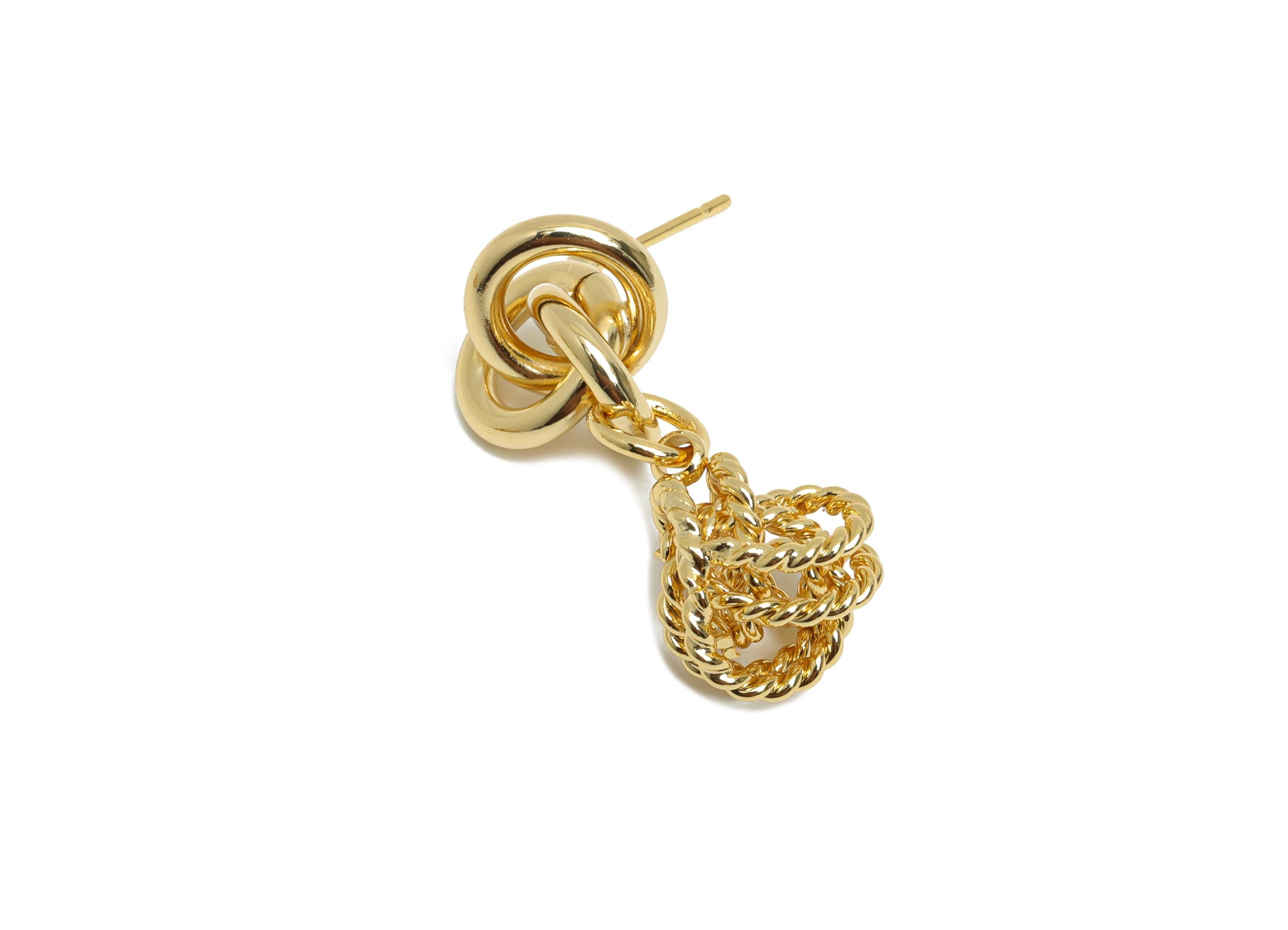 Twisted Knot Earring - Brass Dangling Knot Earring Post - Twisted Rope Jewelry - Gold Jewelry - 18K Real Gold Plated - 32x12.5x2mm - RGP9341 - DOMEDBAZAAR