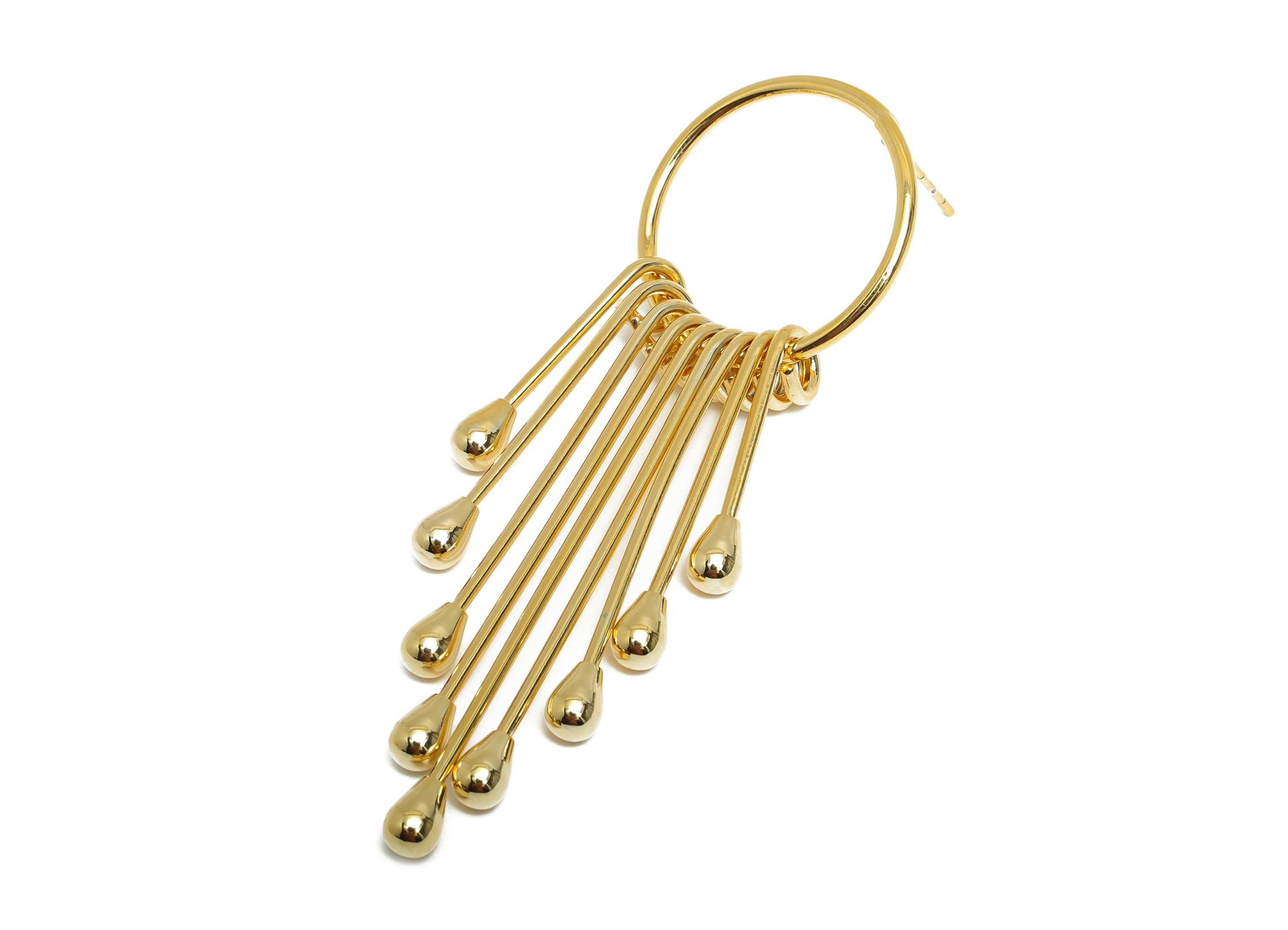 Tassel Bead Earring Stud - Brass Gold Teardrop Earring Post - Trendy Tassel Drop Earring Post - 18K Real Gold Plating - 66x22x3mm - RGP9352 - DOMEDBAZAAR