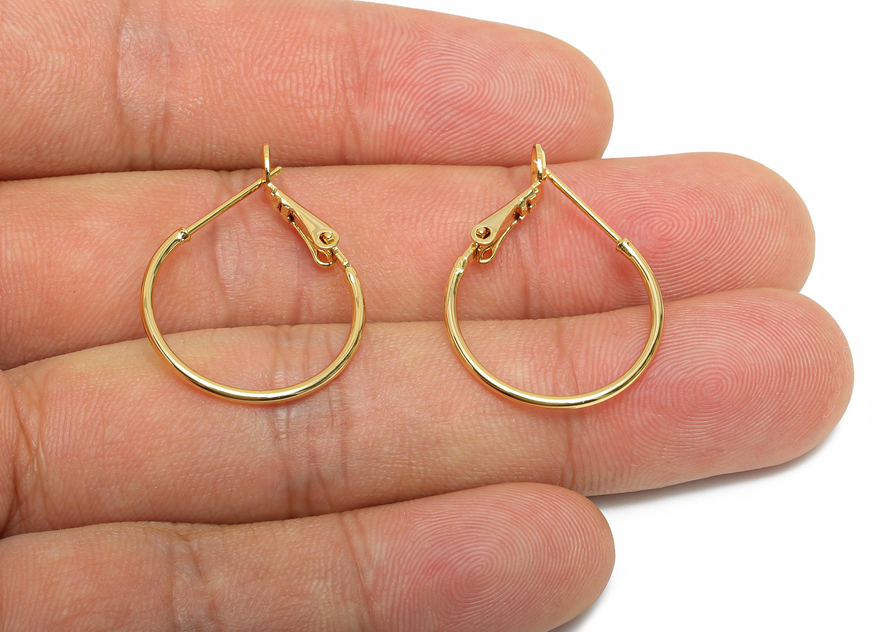 Round Hoop Earring - Brass Gold Simple and Chic Hoop Clasp - Modern Minimalist Hoop Jewelry - 18K Real Gold Plating - 20x20x1.2mm - RGP9362 - DOMEDBAZAAR