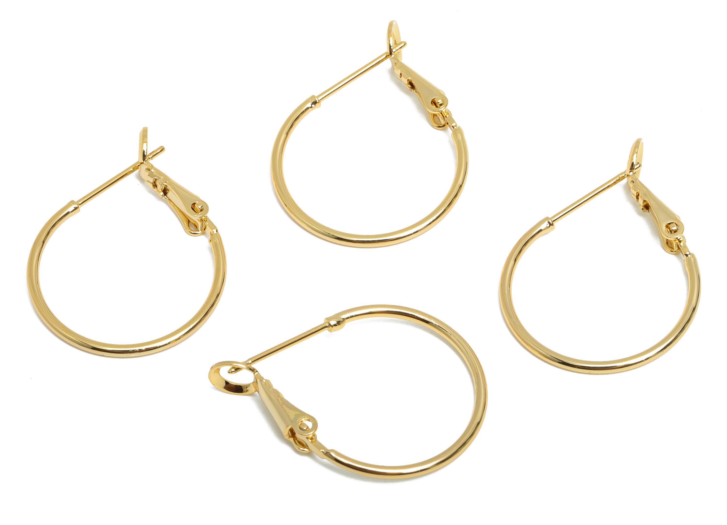 Round Hoop Earring - Brass Gold Simple and Chic Hoop Clasp - Modern Minimalist Hoop Jewelry - 18K Real Gold Plating - 20x20x1.2mm - RGP9362 - DOMEDBAZAAR