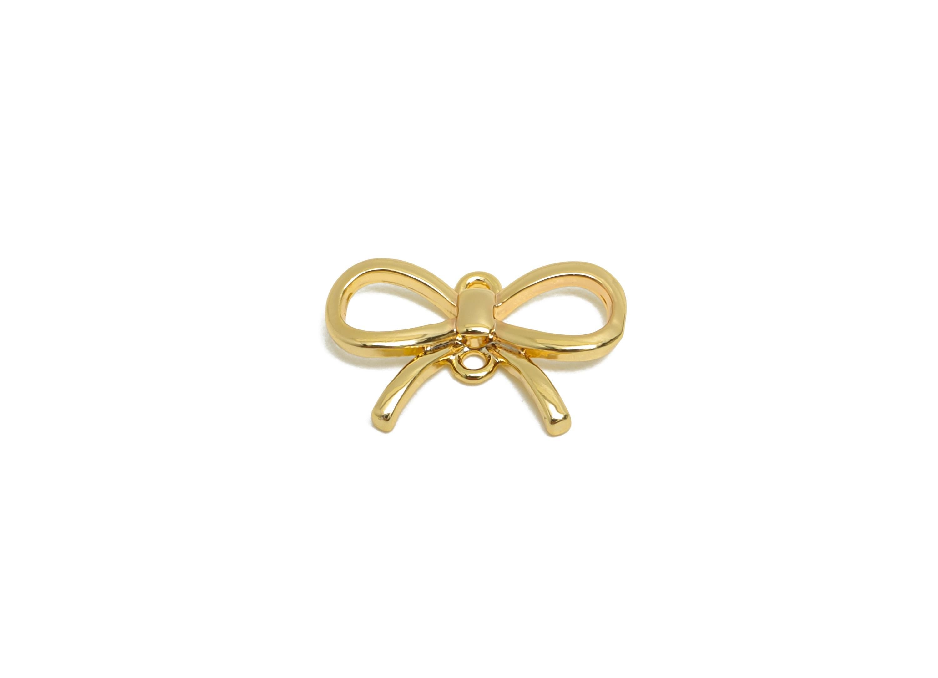 Brass Bow Connector - Brass Butterfly Bow Earring Charm - Formal Elegant Jewelry - Gift for Her - 18K Real Gold Plated - 7x12x1mm - RGP9384 - DOMEDBAZAAR