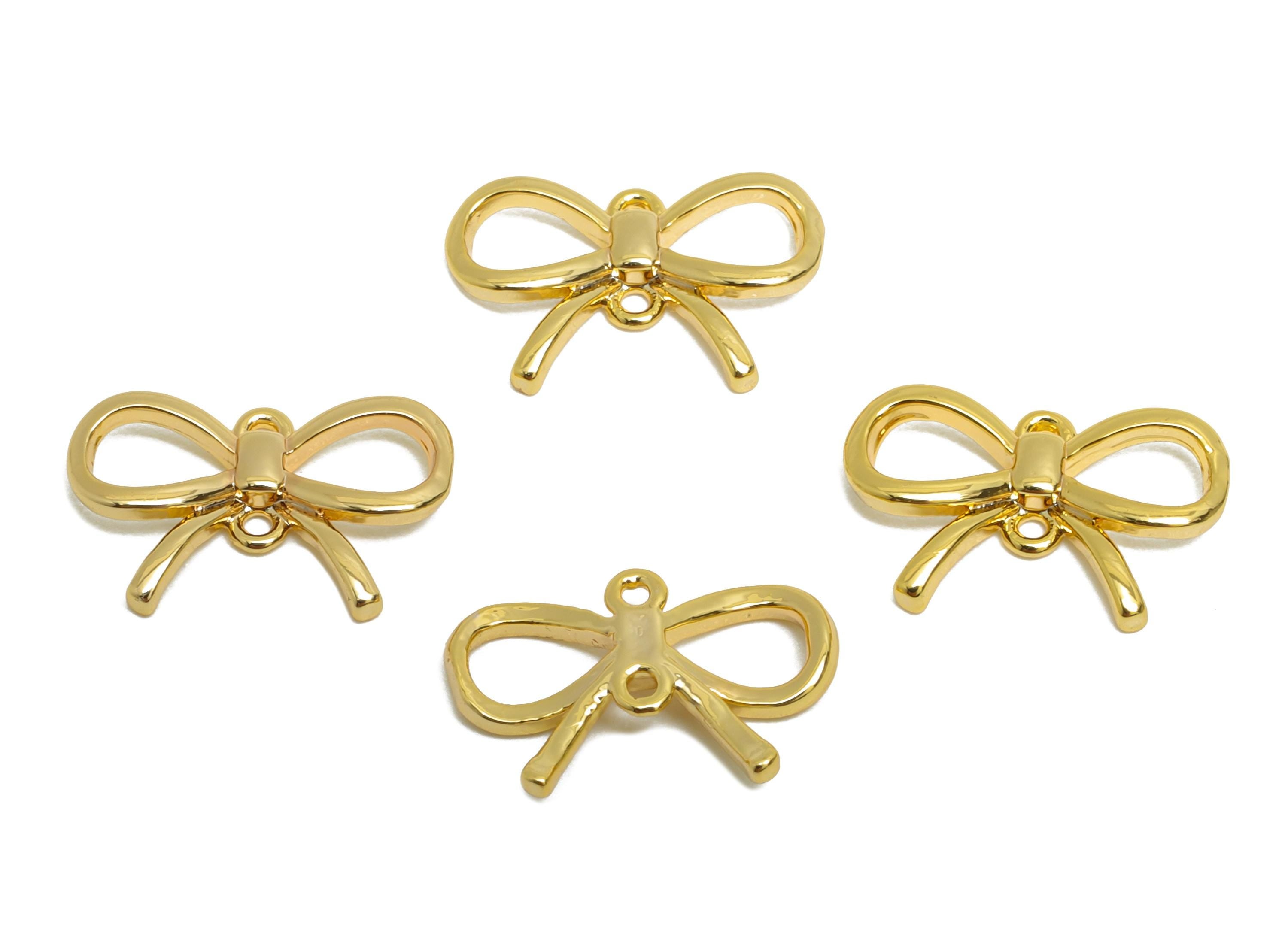 Brass Bow Connector - Brass Butterfly Bow Earring Charm - Formal Elegant Jewelry - Gift for Her - 18K Real Gold Plated - 7x12x1mm - RGP9384 - DOMEDBAZAAR