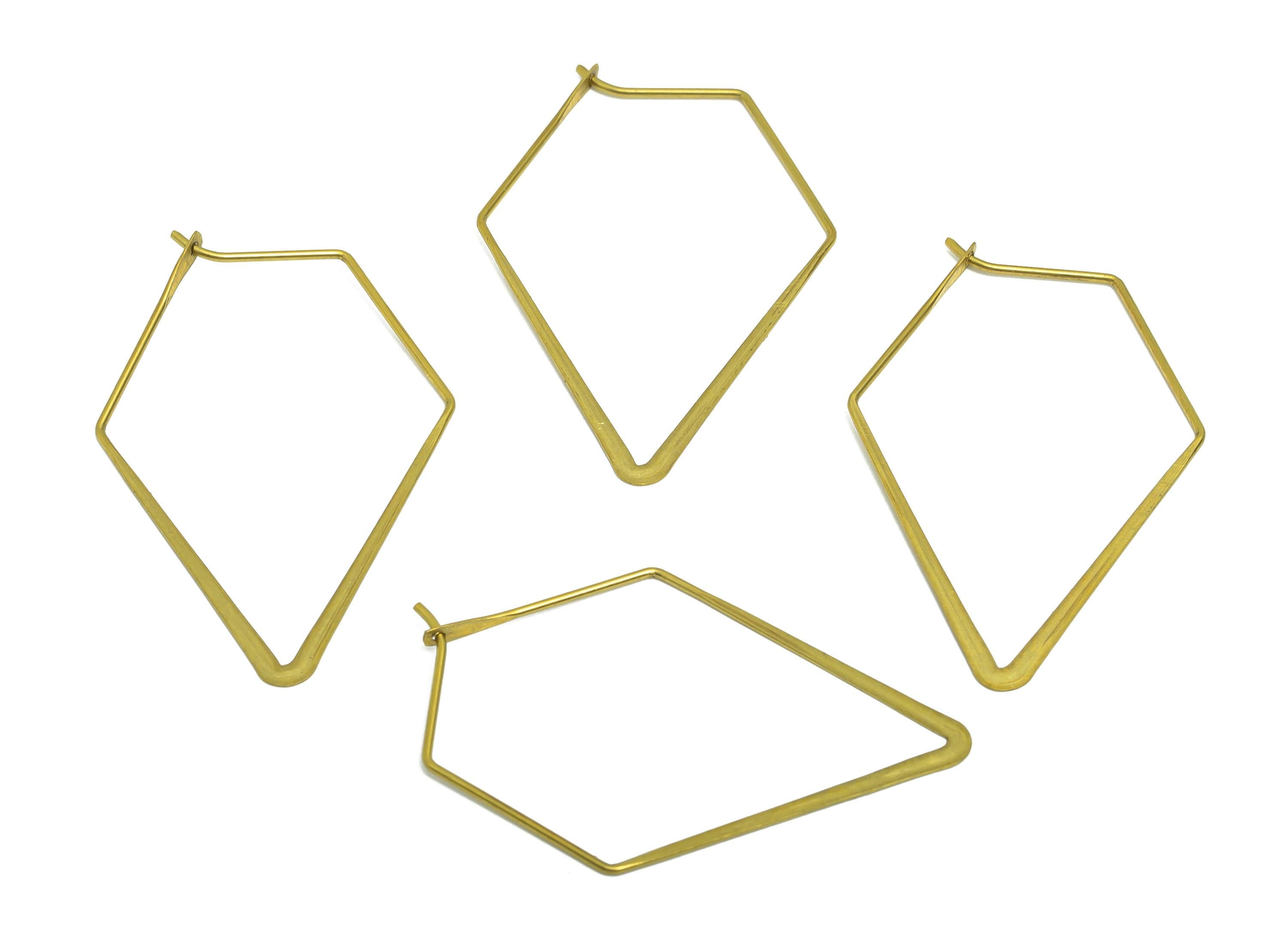 Fashion Pentagon Wire Hoop Earring - Raw Brass Hammered Thin Wire Hoop Clasp - Simple Jewelry - Minimalist Hoop Jewelry - PP10933-40 - DOMEDBAZAAR