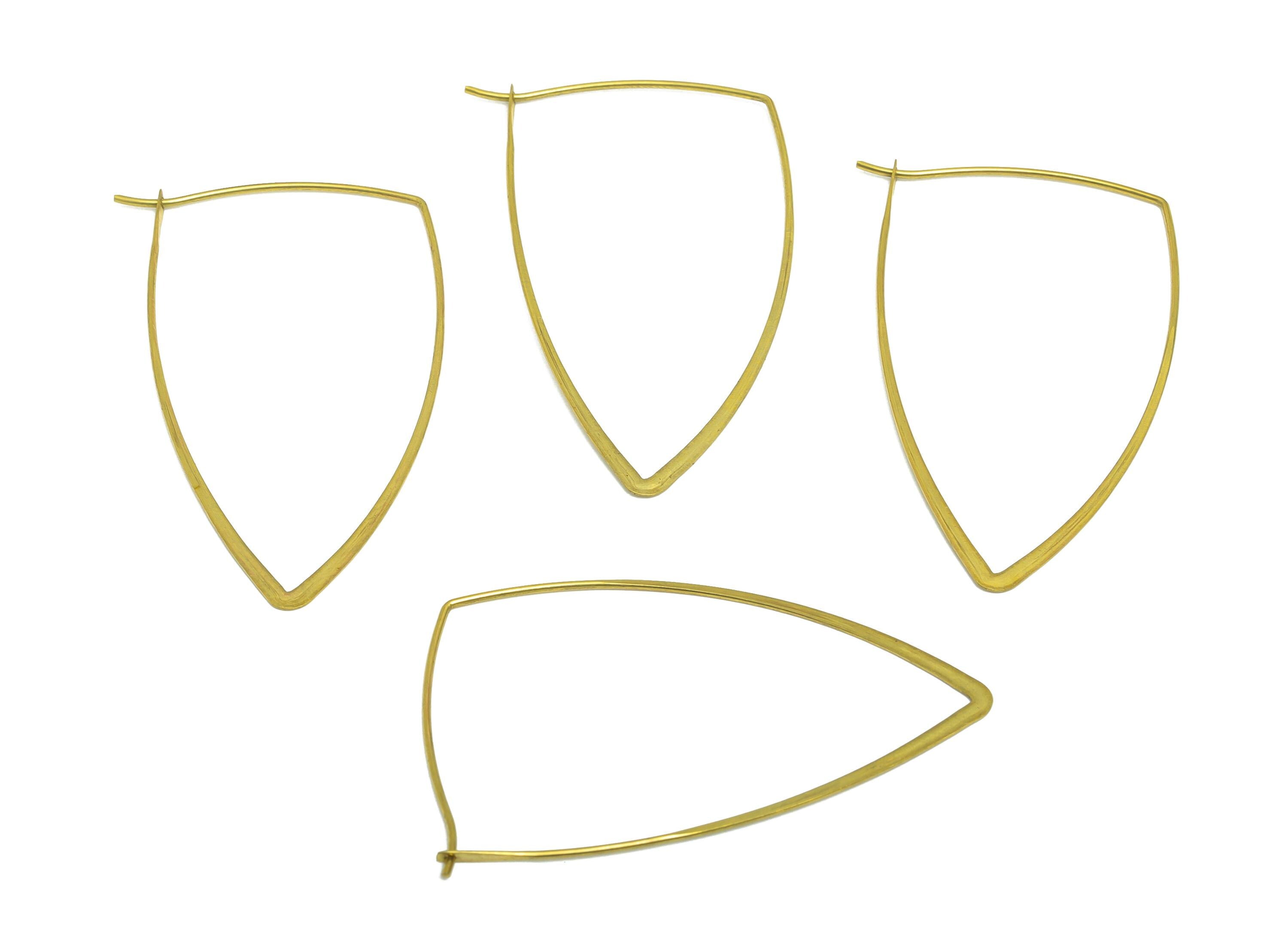 Fashion Triangle Wire Hoop Earring - Raw Brass Hammered Thin Wire Hoop Clasp - Simple Jewelry - Minimalist Hoop Jewelry - PP10932-50 - DOMEDBAZAAR