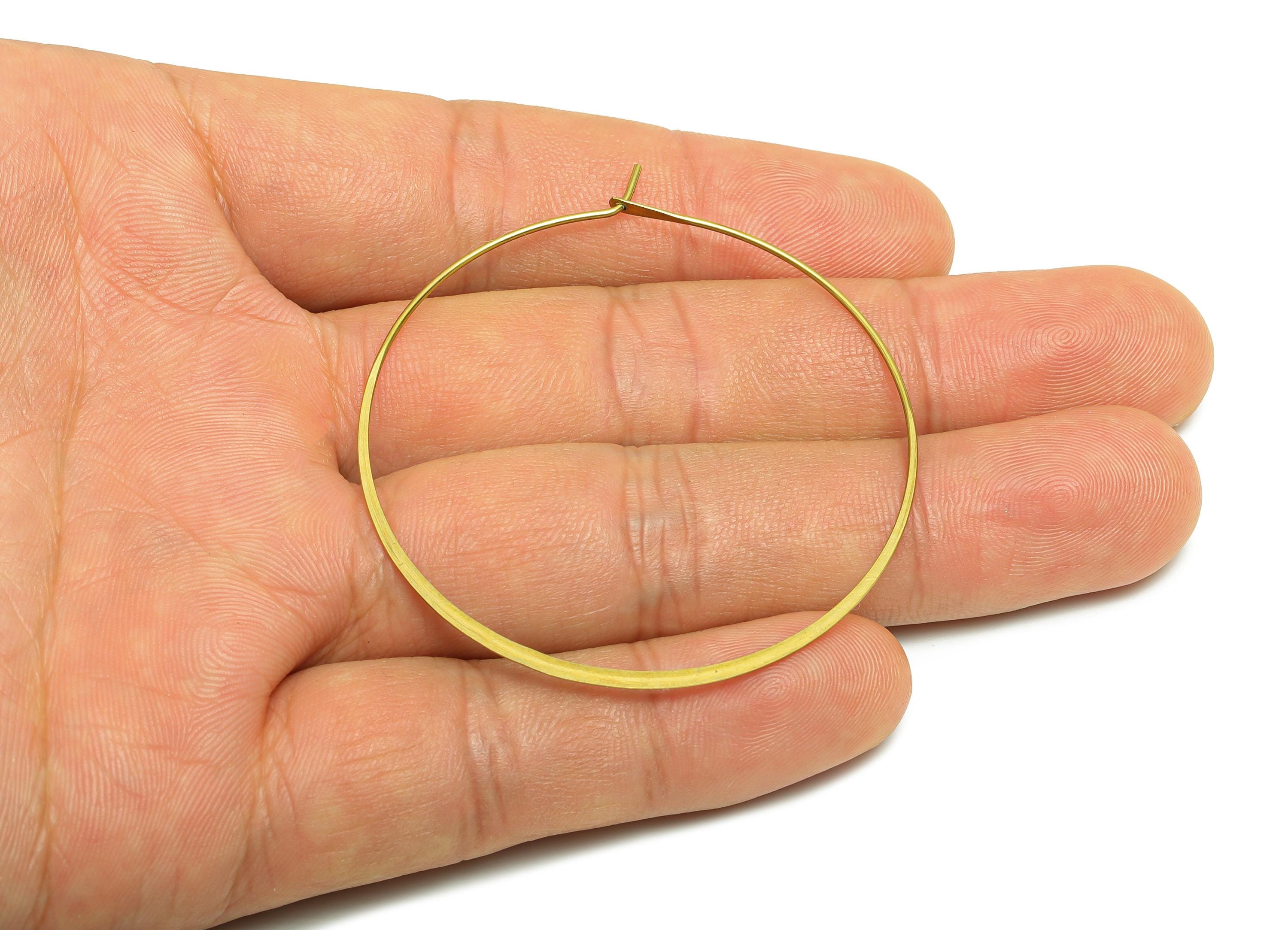 Fashion Round Wire Hoop Earring - Raw Brass Hammered Thin Wire Hoop Clasp - Simple Jewelry - Minimalist Hoop Jewelry - PP10928-50 - DOMEDBAZAAR