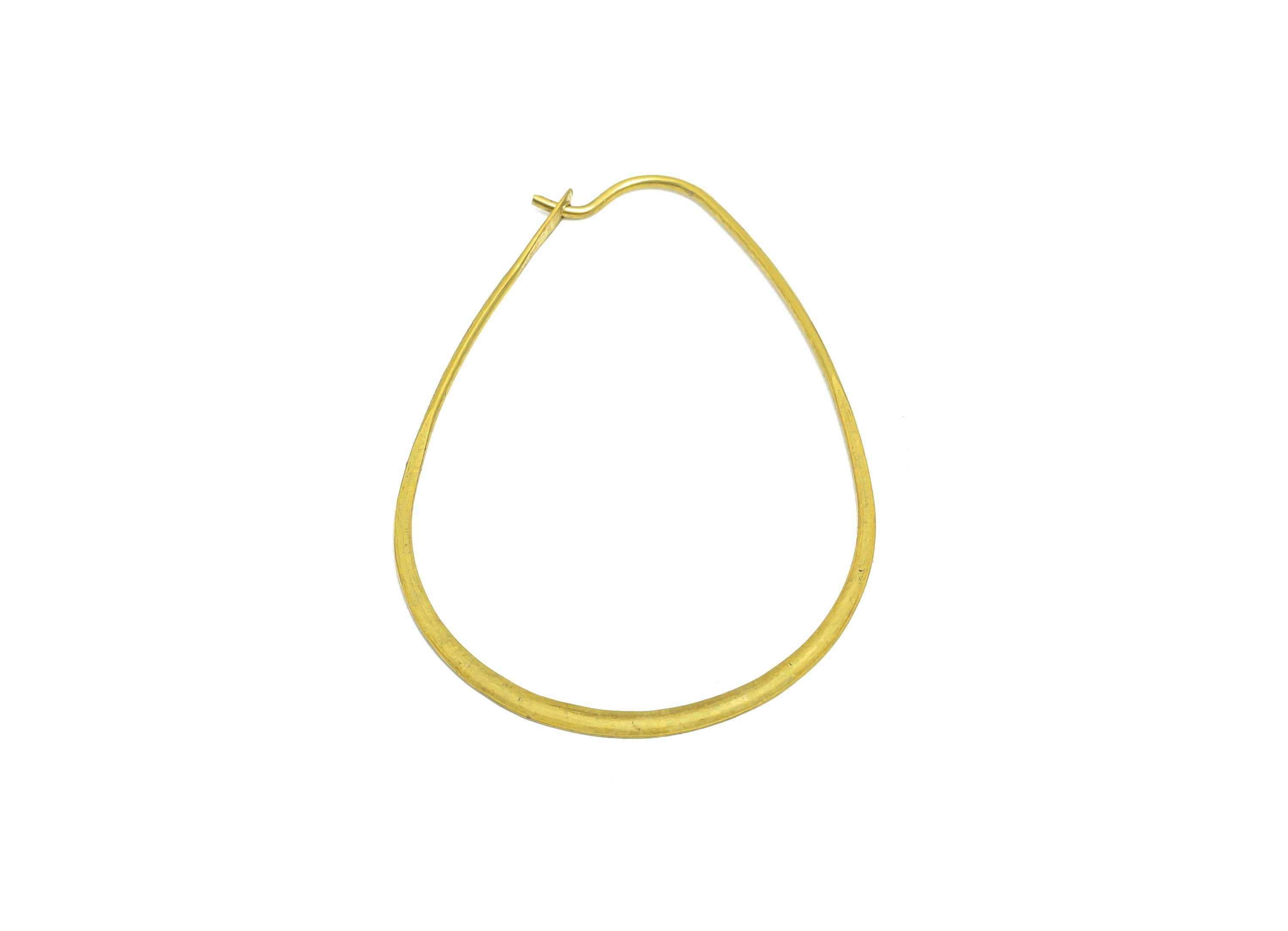 Fashion Teardrop Wire Hoop Earring - Raw Brass Hammered Thin Wire Hoop Clasp - Simple Jewelry - Minimalist Drop Hoop Jewelry  - PP10931-40 - DOMEDBAZAAR