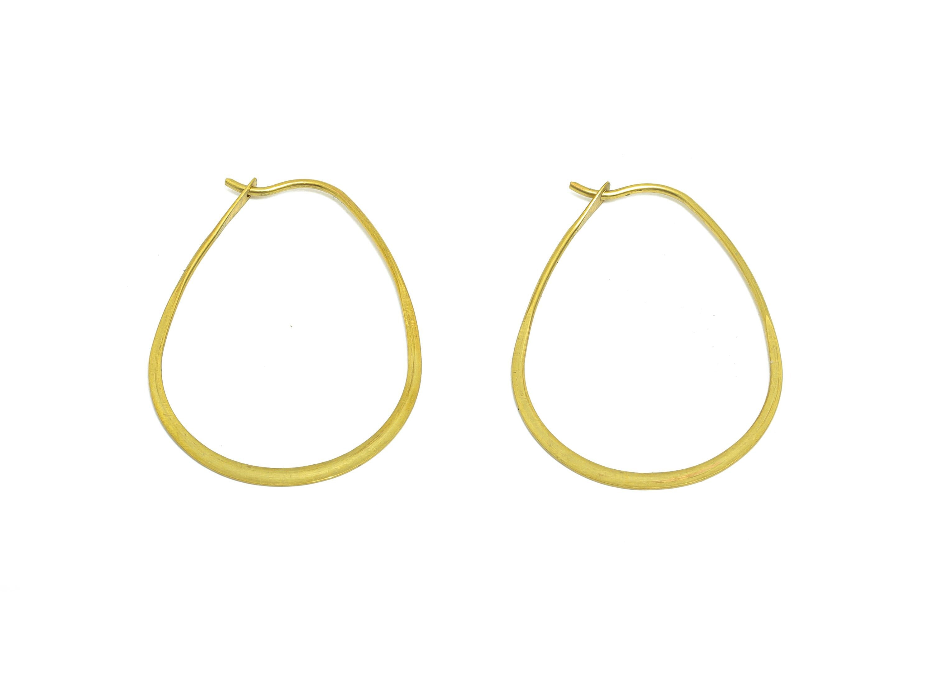 Fashion Teardrop Wire Hoop Earring - Raw Brass Hammered Thin Wire Hoop Clasp - Simple Jewelry - Minimalist Drop Hoop Jewelry  - PP10931-30 - DOMEDBAZAAR