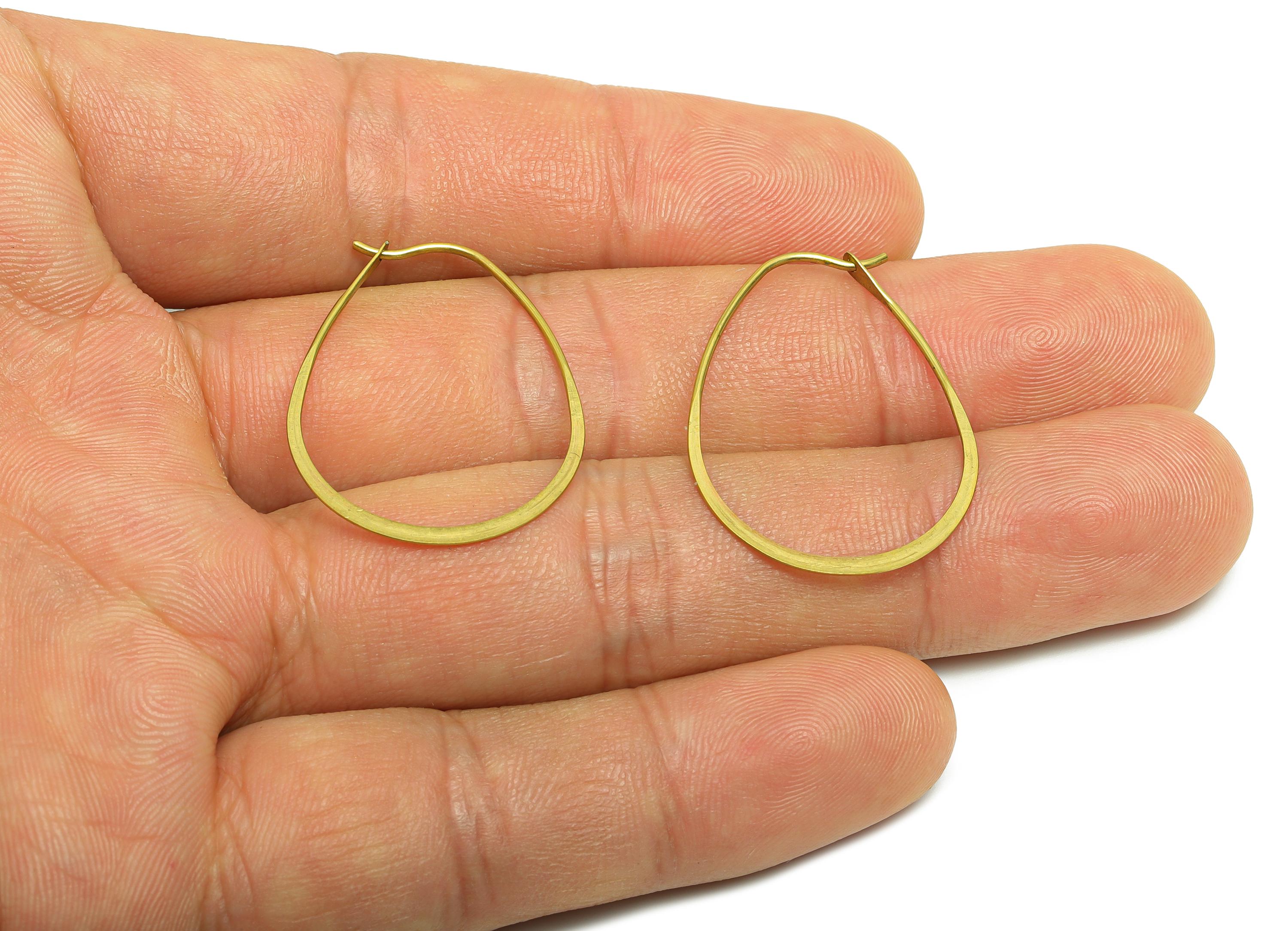 Fashion Teardrop Wire Hoop Earring - Raw Brass Hammered Thin Wire Hoop Clasp - Simple Jewelry - Minimalist Drop Hoop Jewelry  - PP10931-30 - DOMEDBAZAAR