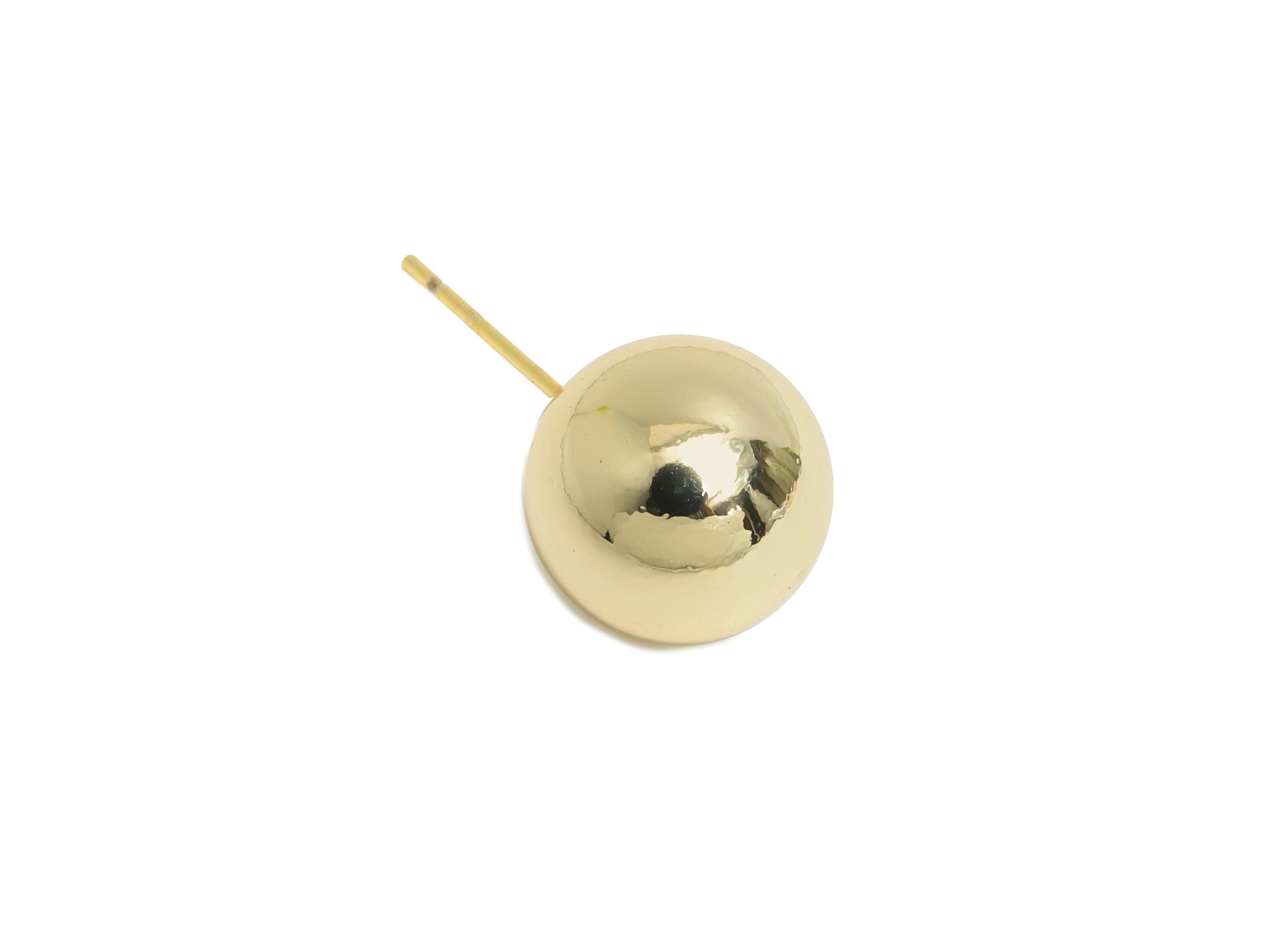 12mm Ball Stud Earring - Brass Minimalist Smooth Earring Stud - Modern Steel Stud Earring - Gold Jewelry - Elegant Simple Jewelry - RGP9407 - DOMEDBAZAAR