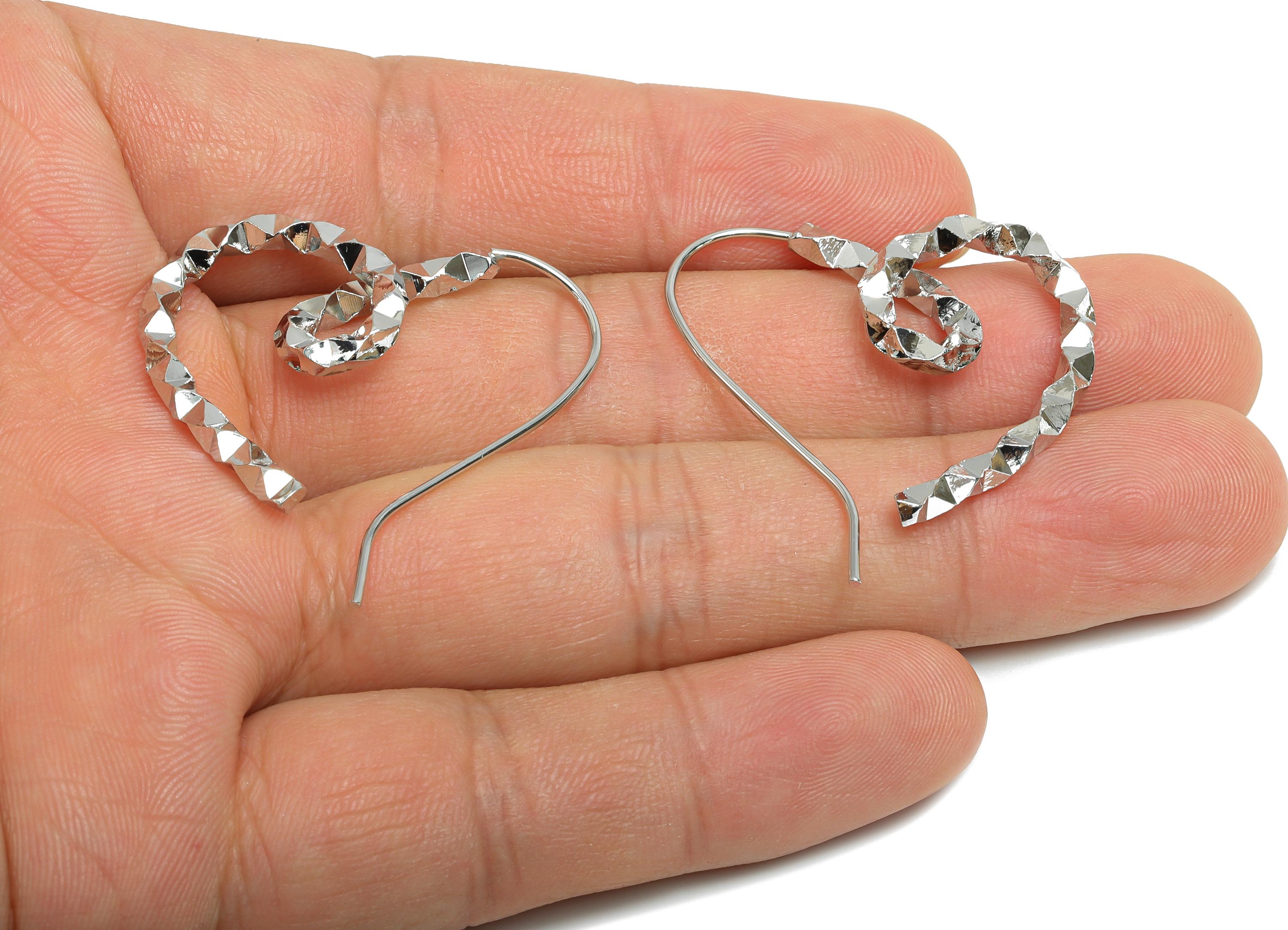 Brass Twisted Heart Earring Wire - White Textured Heart Earrings Wire - Statement Heart Earring -18K White Gold Plated -33x28x2.8mm-RGP9504S - DOMEDBAZAAR