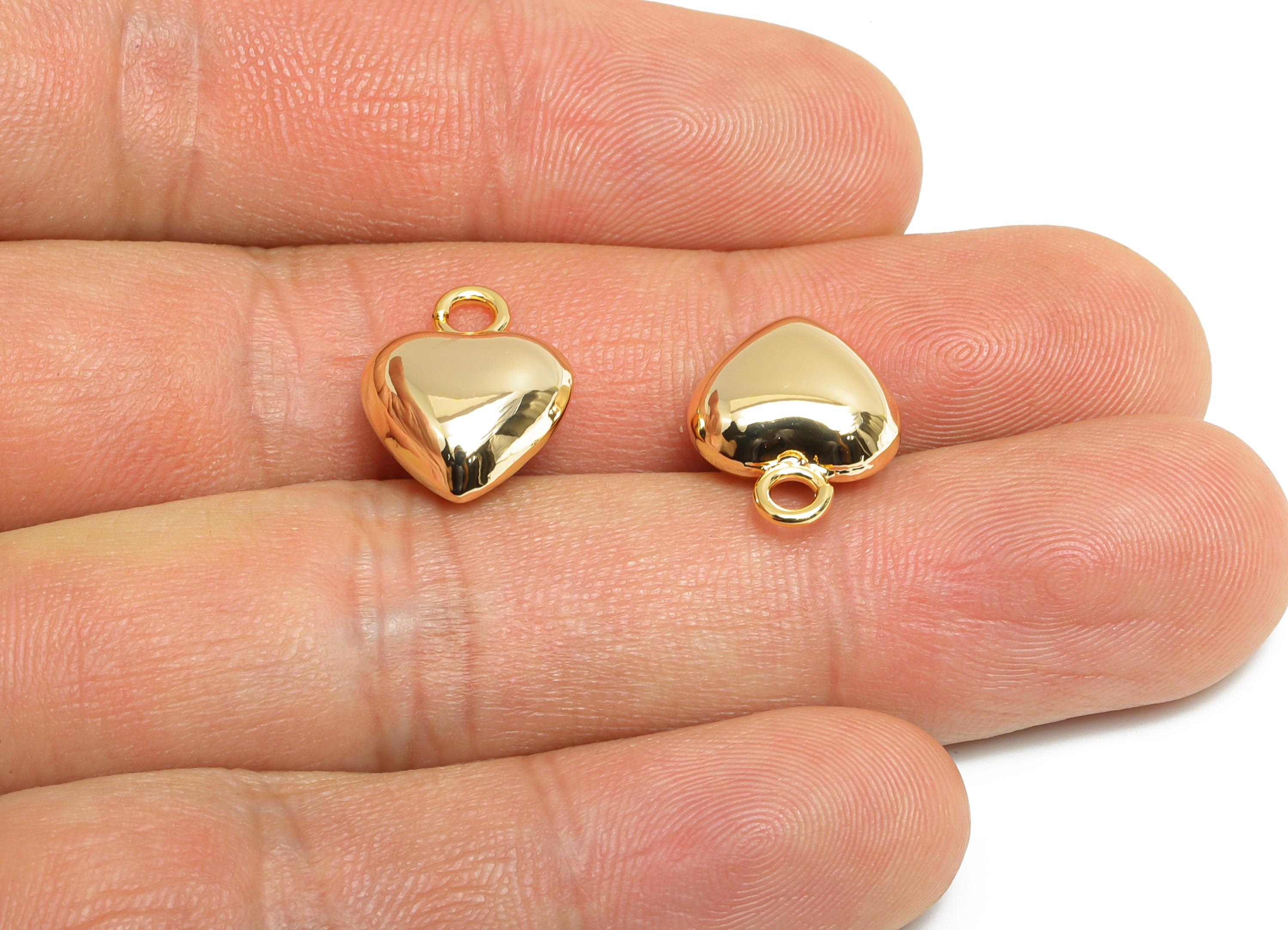 Gold Heart Earring Charm - Gold Sleek Earring Charm - Brass Timeless Fashion Romantic Jewelry - 18K Real Gold Plated - 15x11.8x6mm - RGP9411 - DOMEDBAZAAR