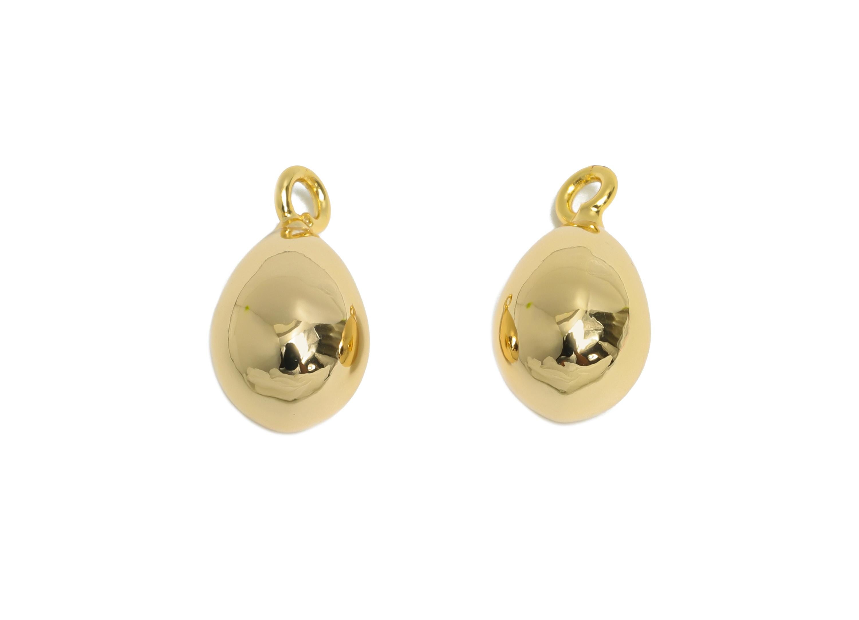 Gold Teardrop Earring Charm - Gold Sleek Earring Charm - Brass Timeless Fashion Geometry Jewelry - 18K Real Gold Plated - 18x9x9mm - RGP9417 - DOMEDBAZAAR