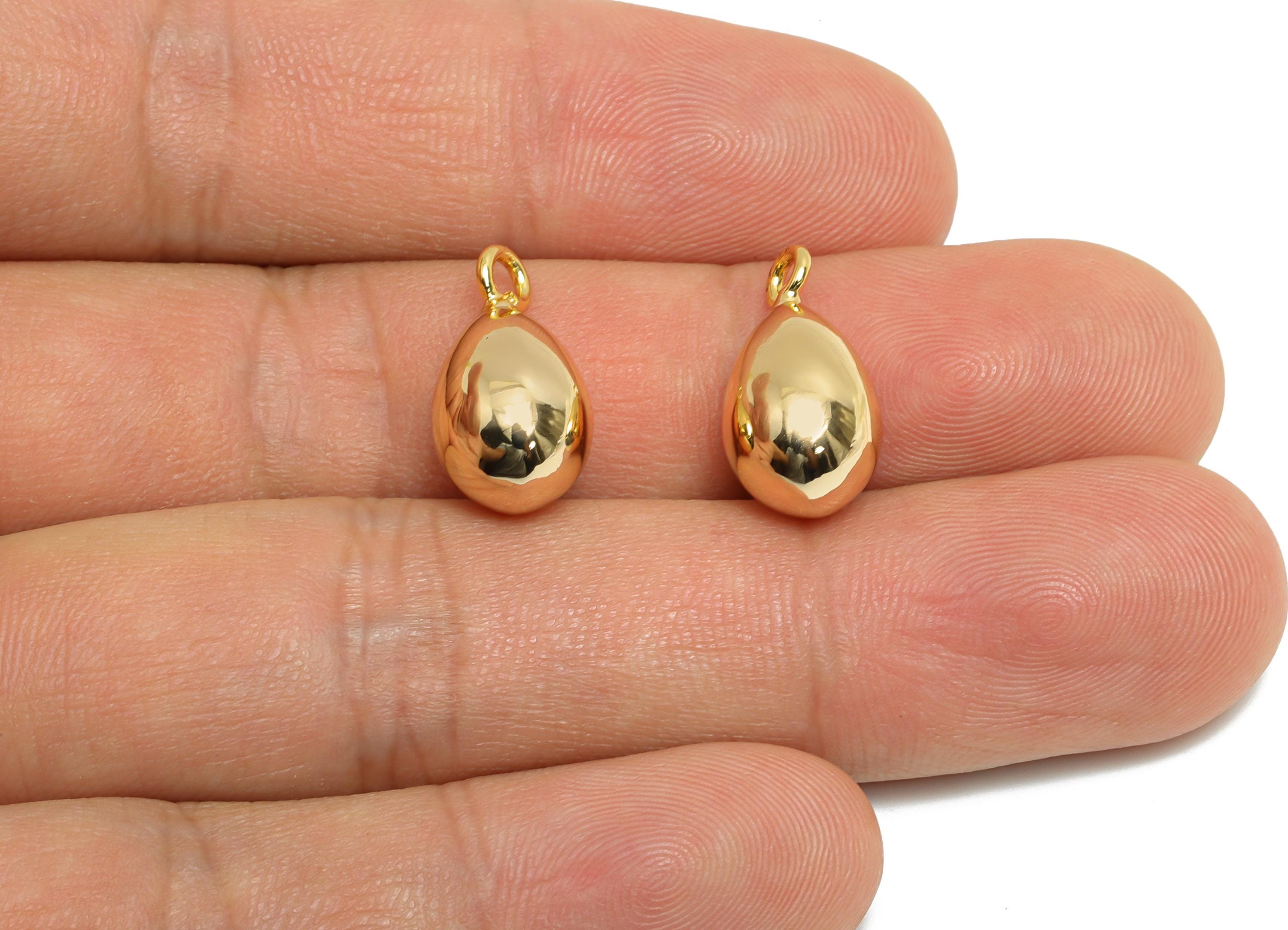 Gold Teardrop Earring Charm - Gold Sleek Earring Charm - Brass Timeless Fashion Geometry Jewelry - 18K Real Gold Plated - 18x9x9mm - RGP9417 - DOMEDBAZAAR