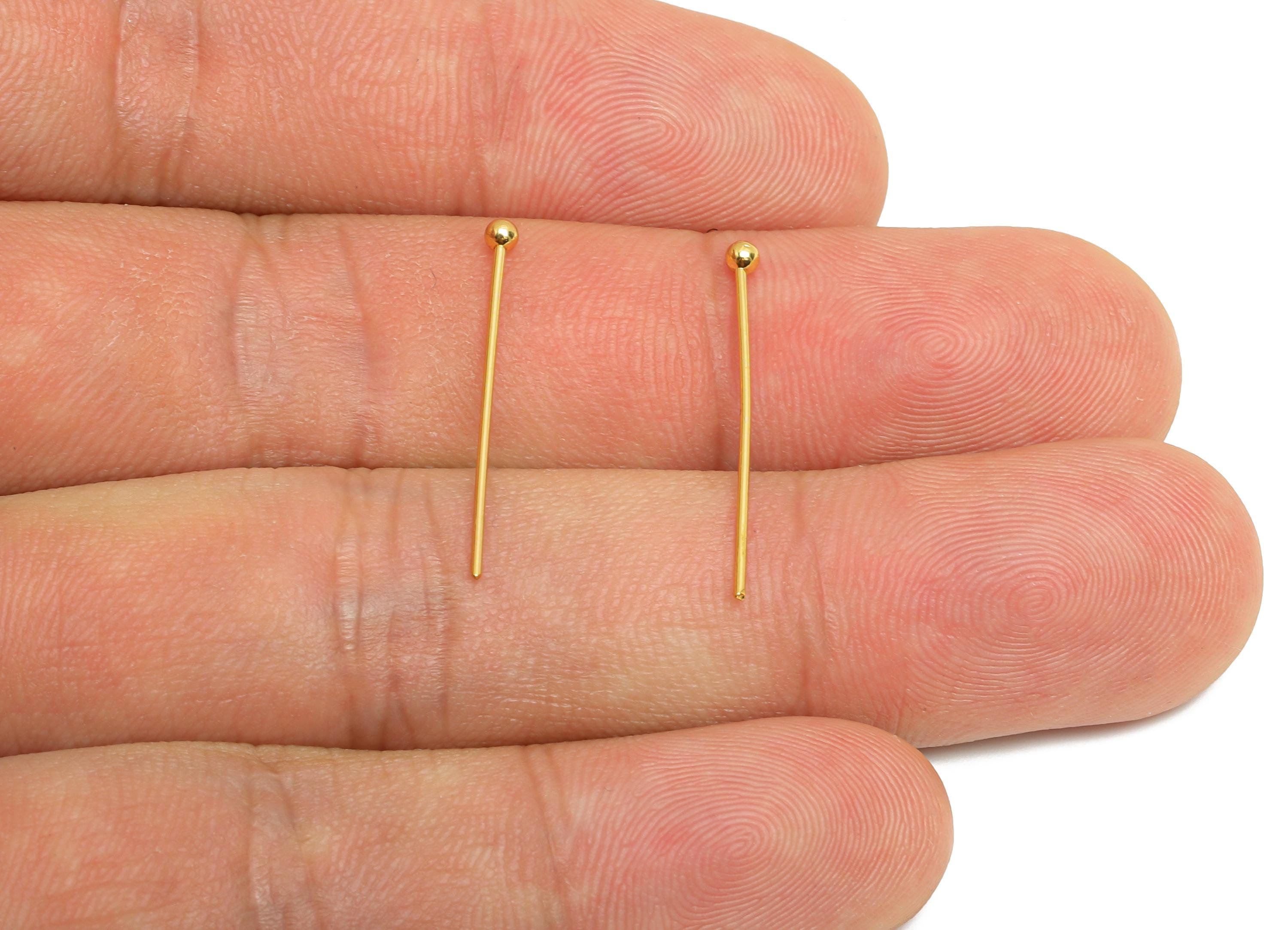0.7*24*2.0mm Gold Ball Headpin - Brass Bead Stopper Pin - Metal Headpin - DIY Jewelry Making - Bead Supplies Handmade Creation - RGP10342 - DOMEDBAZAAR