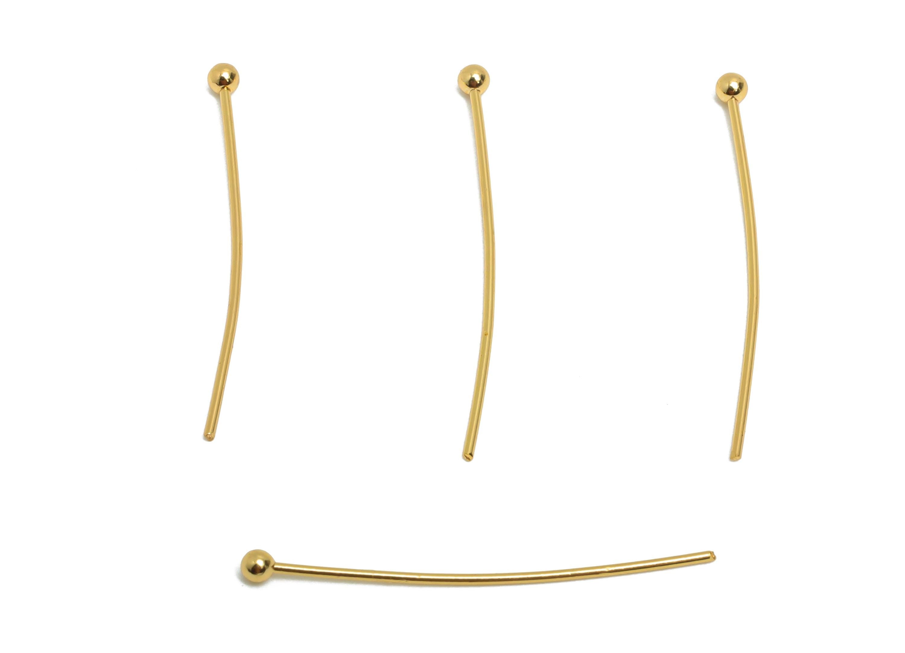 0.7*28*2.0mm Gold Ball Headpin - Brass Bead Stopper Pin - Metal Headpin - DIY Jewelry Making - Bead Supplies for Handmade Creation -RGP10344 - DOMEDBAZAAR