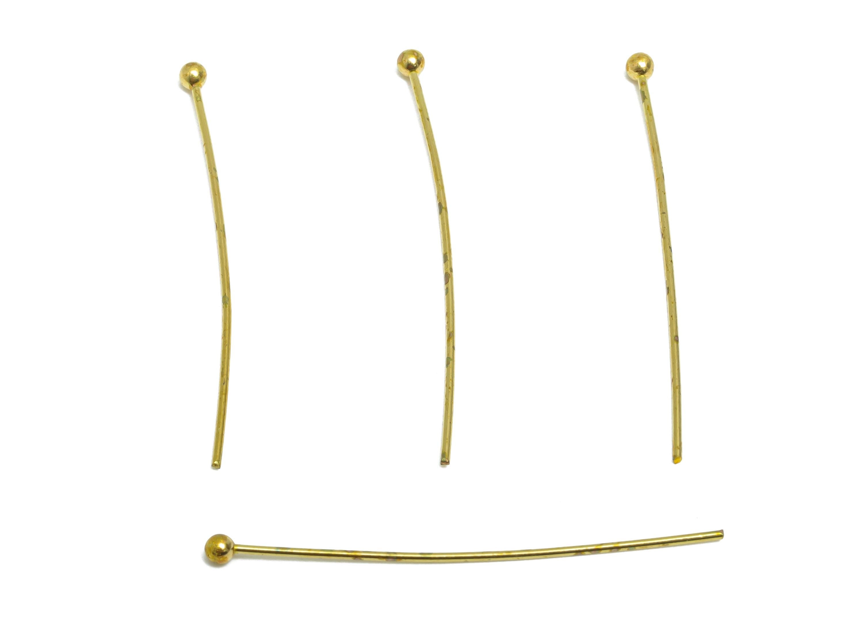 0.7*35*2.0mm Ball Headpin - Raw Brass Bead Stopper Pin - Metal Headpin - DIY Jewelry Making - Bead Supplies for Handmade Creation - PP11007 - DOMEDBAZAAR